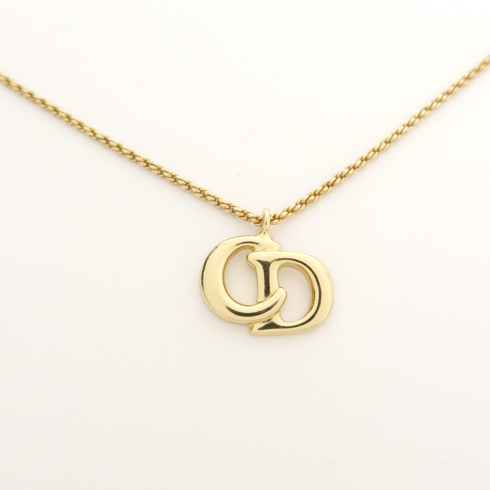 Christian Dior CD Logo Metal Necklace Gold