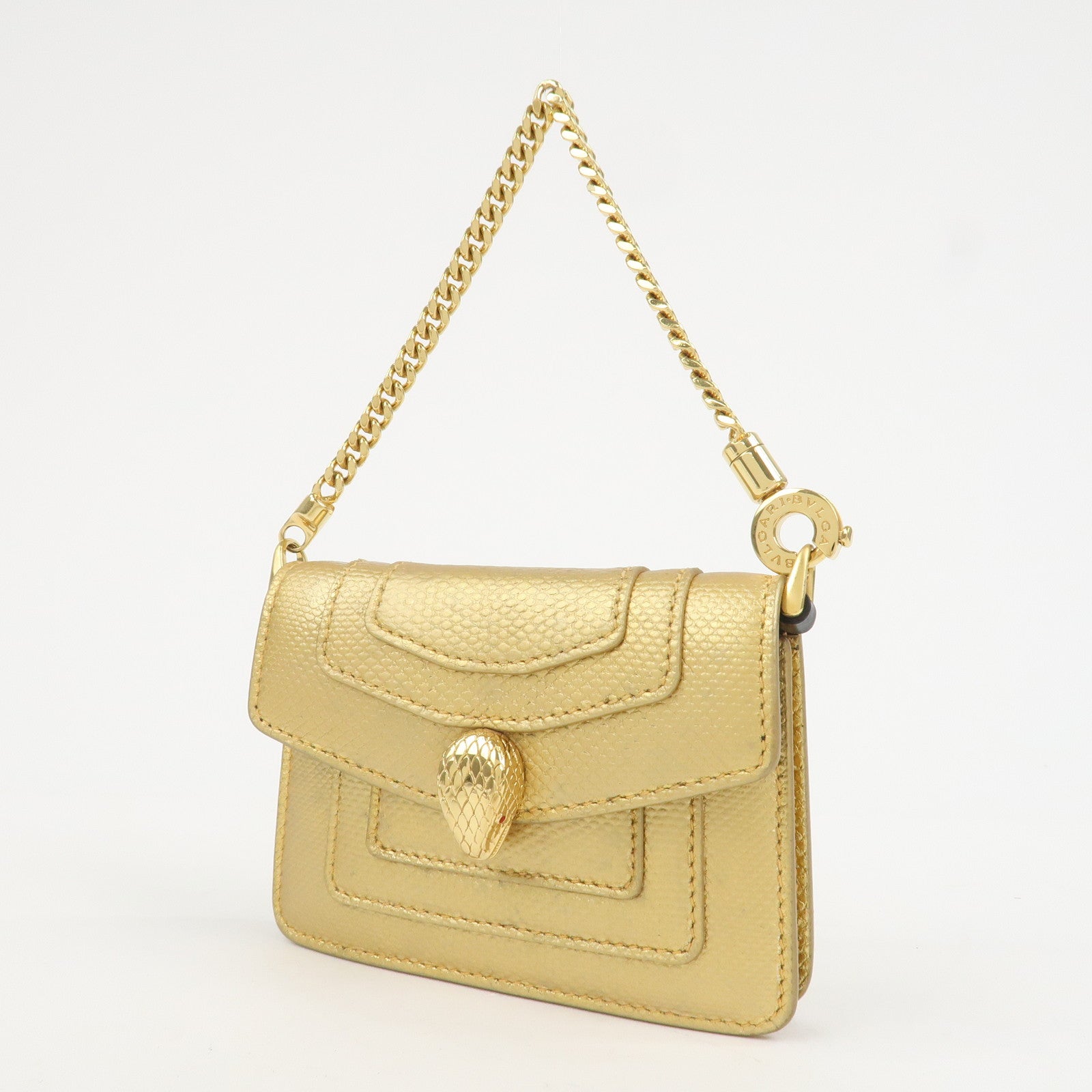 BVLGARI Serpenti Forever Leather Bag Charm Gold