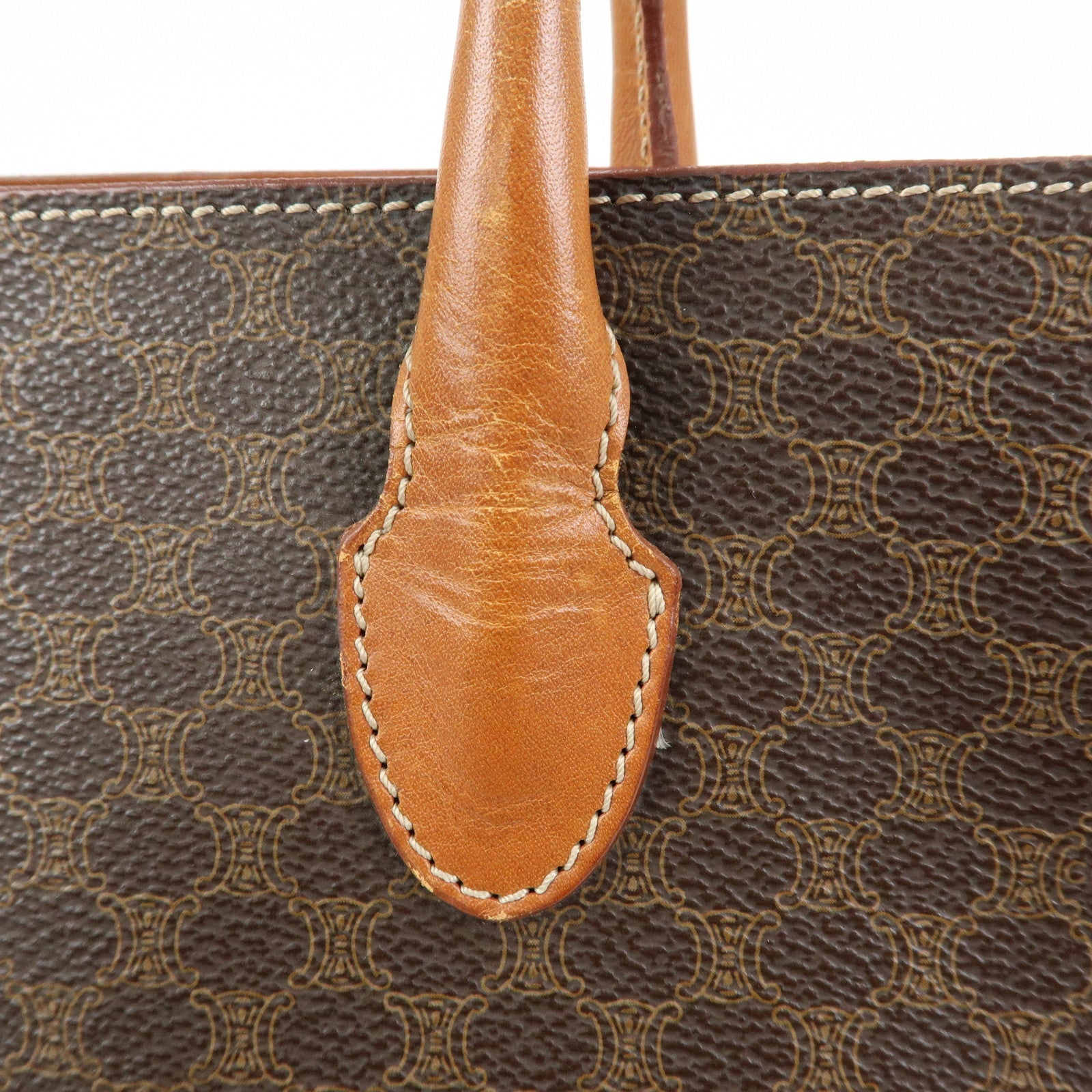 CELINE Macadam PVC Leather Tote Bag Hand Bag Brown