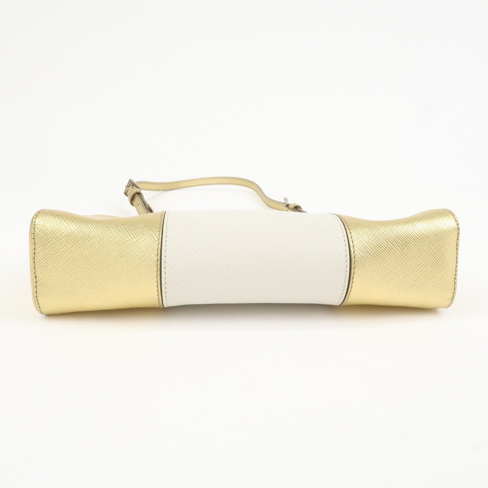 PRADA Logo Leather Crossbody Chain Shoulder Bag Gold BT947C