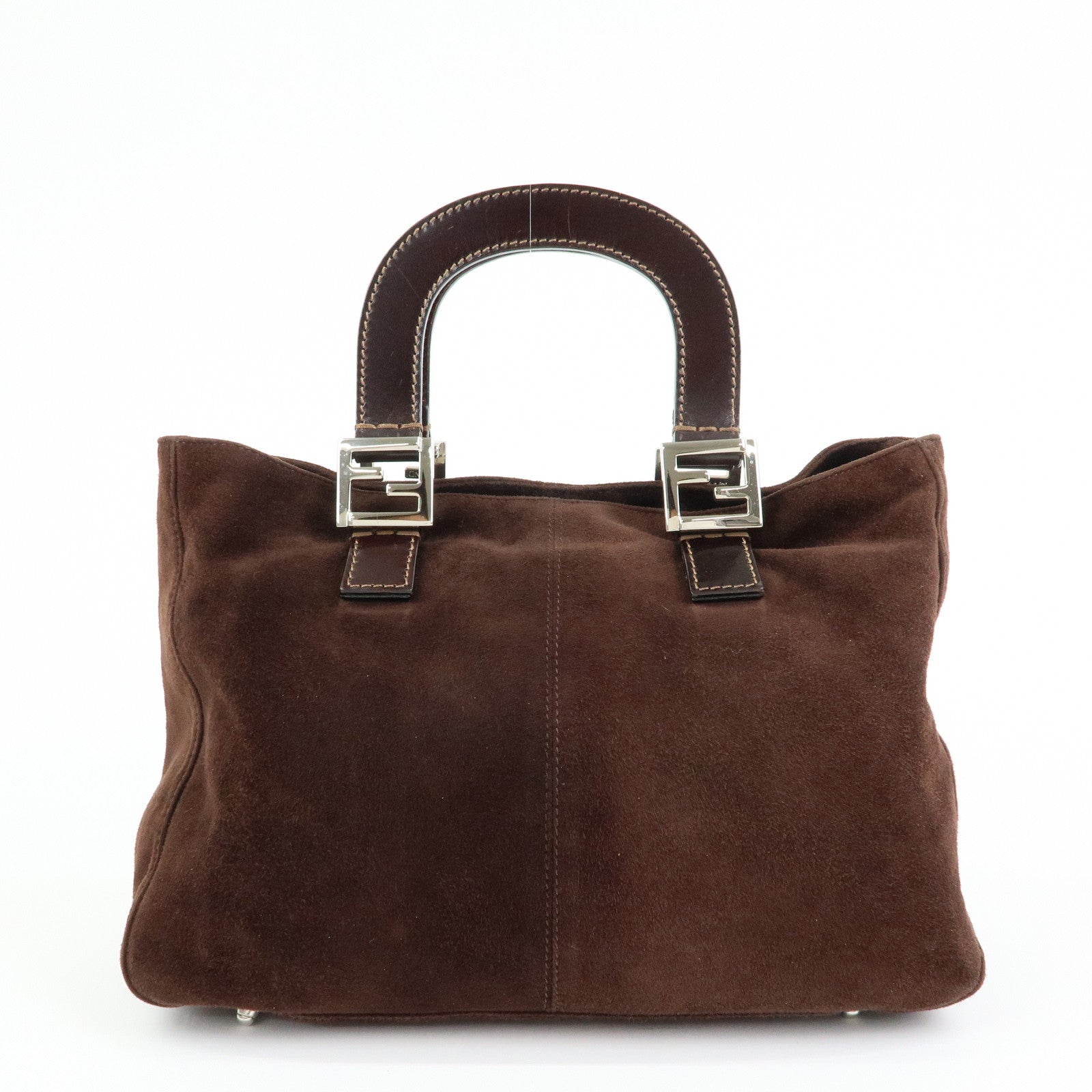 FENDI Suede Leather Tote Bag Hand Bag Brown 26329
