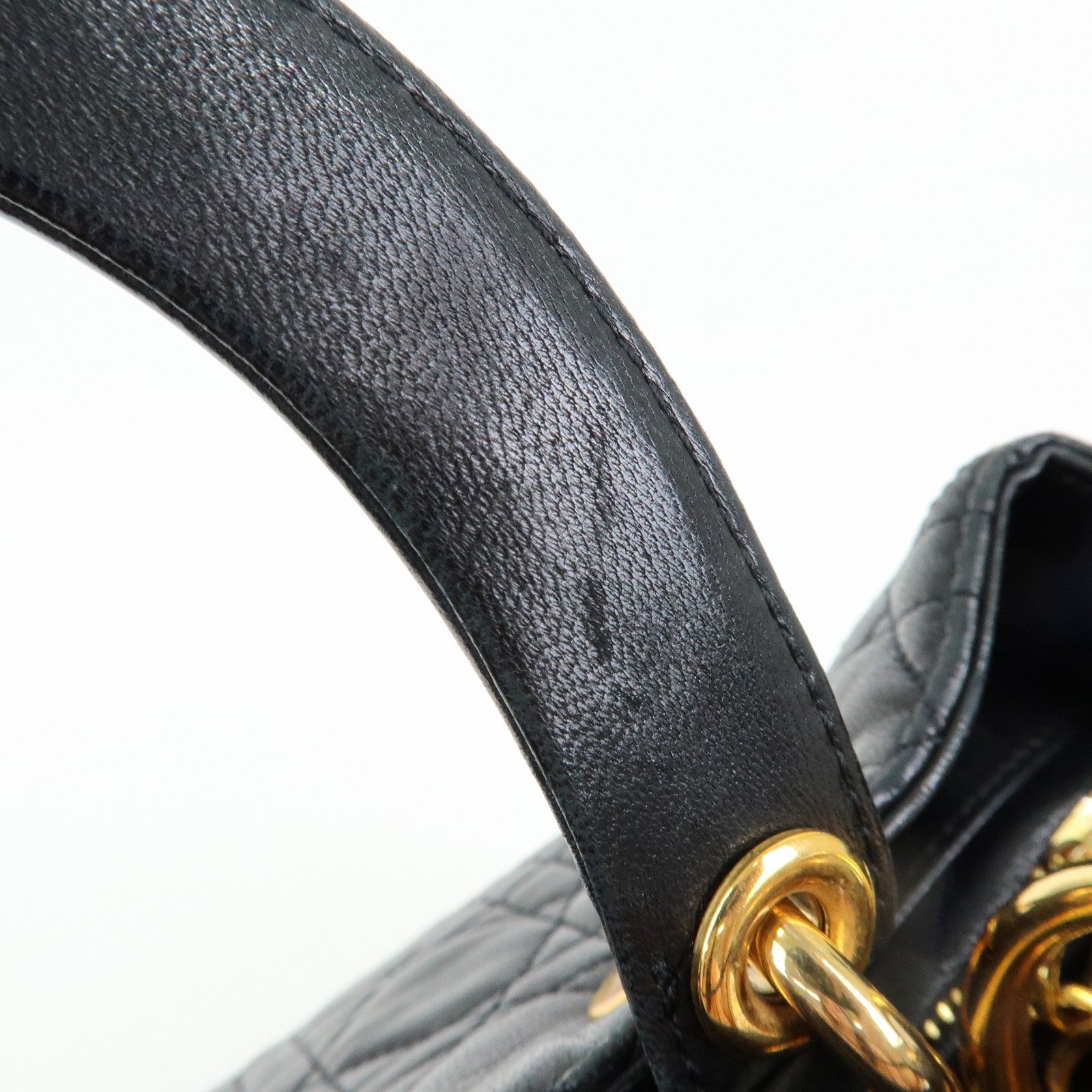 Christian Dior Lady Dior Leather 2Way Bag Hand Bag Black