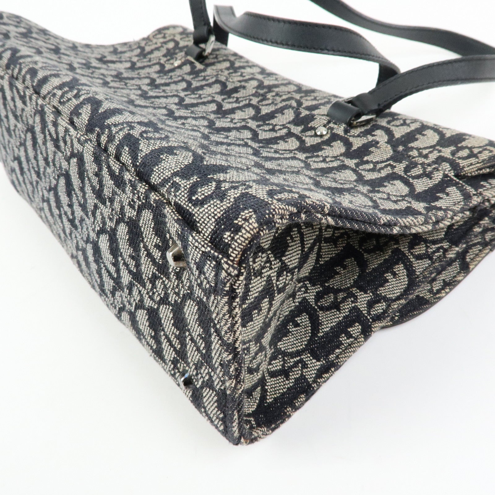 Christian Dior Trotter Saddle Jacquard Leather Shoulder Bag Black