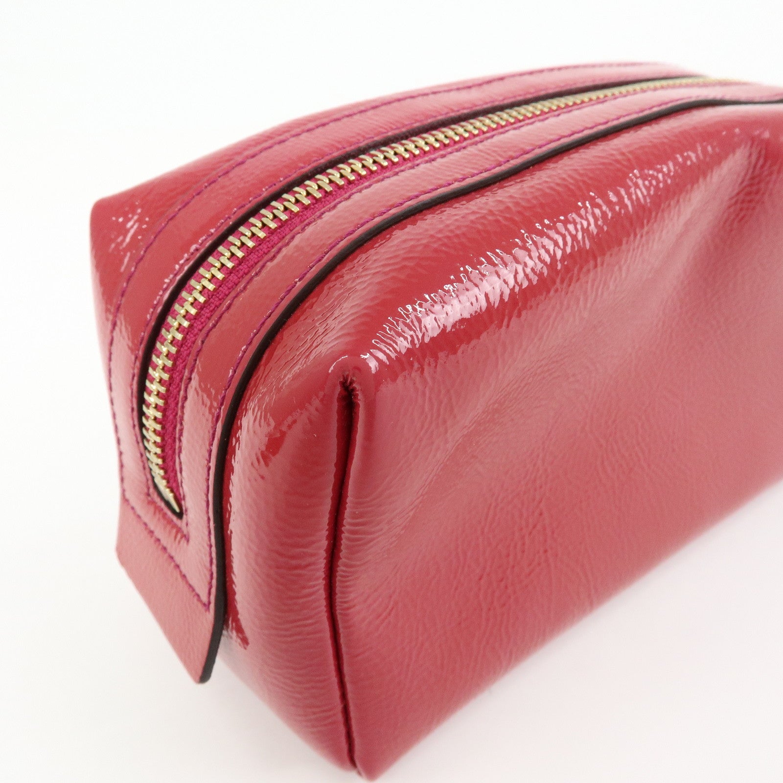 GUCCI Soho Interlocking G Nylon Patent Leather Cosmetic Pouch Pink
