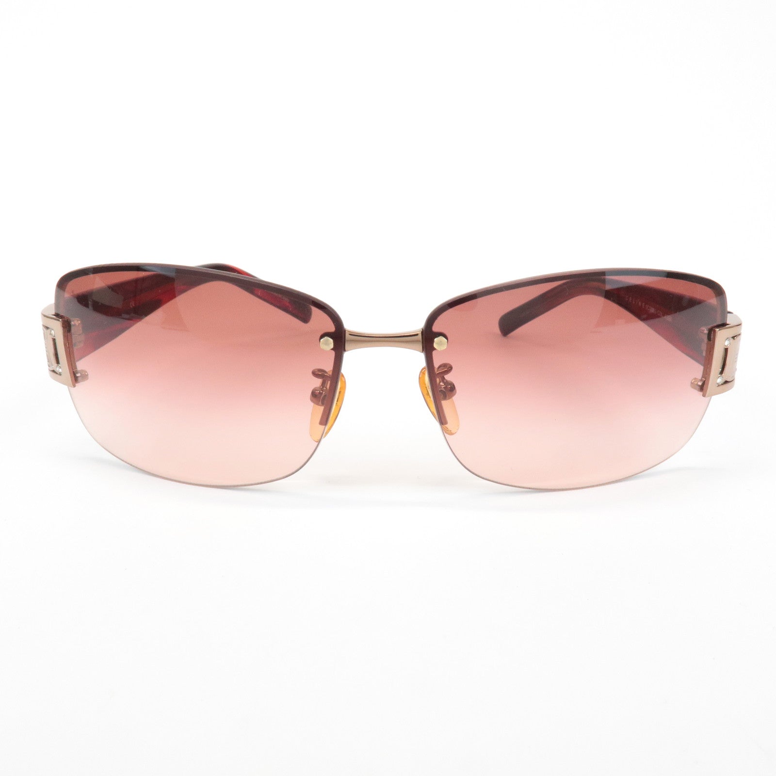 CELINE Plastic Sunglasses Red Silver SC1336S Used