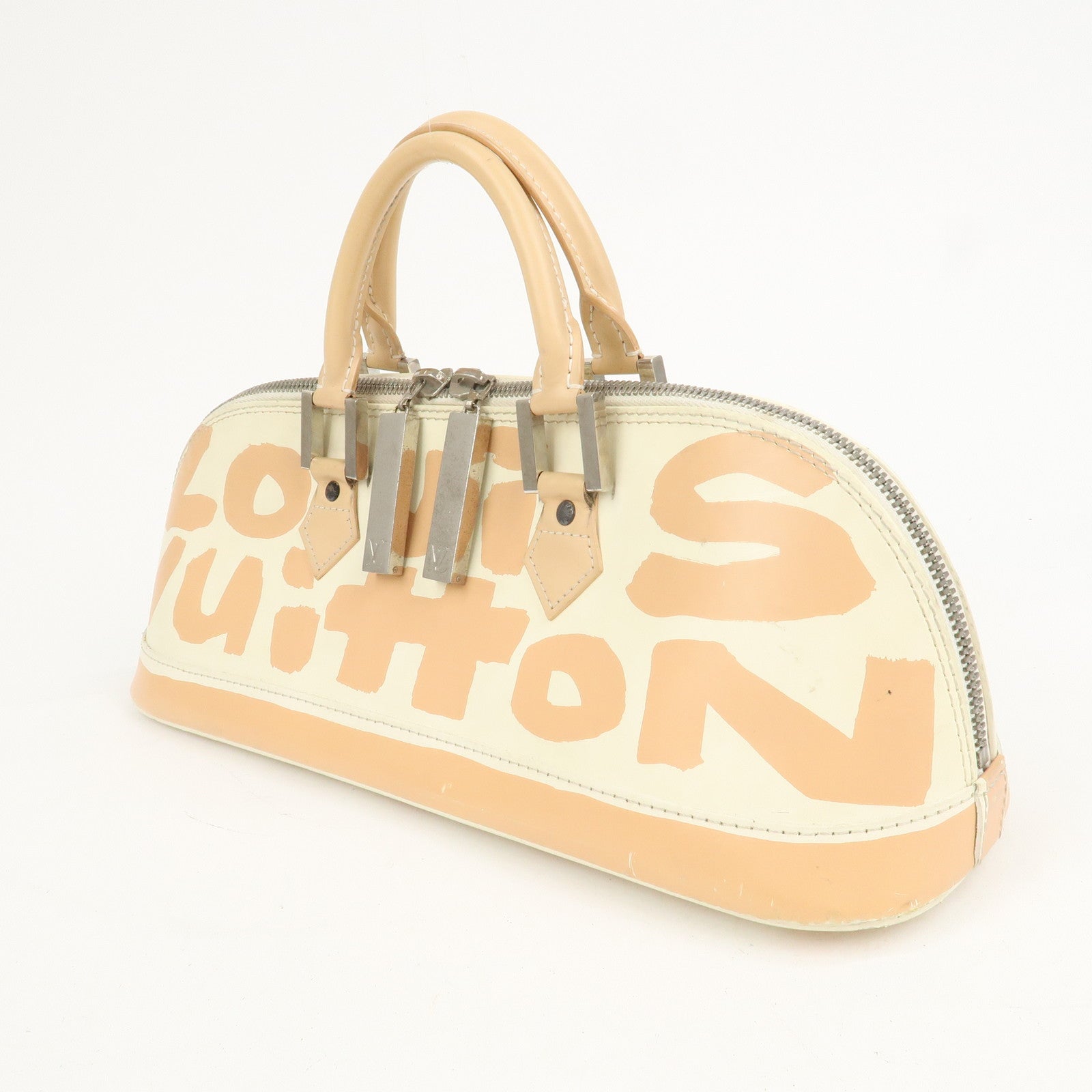 Louis Vuitton Graffiti Alma Horizontal Leather Hand Bag Beige M92176