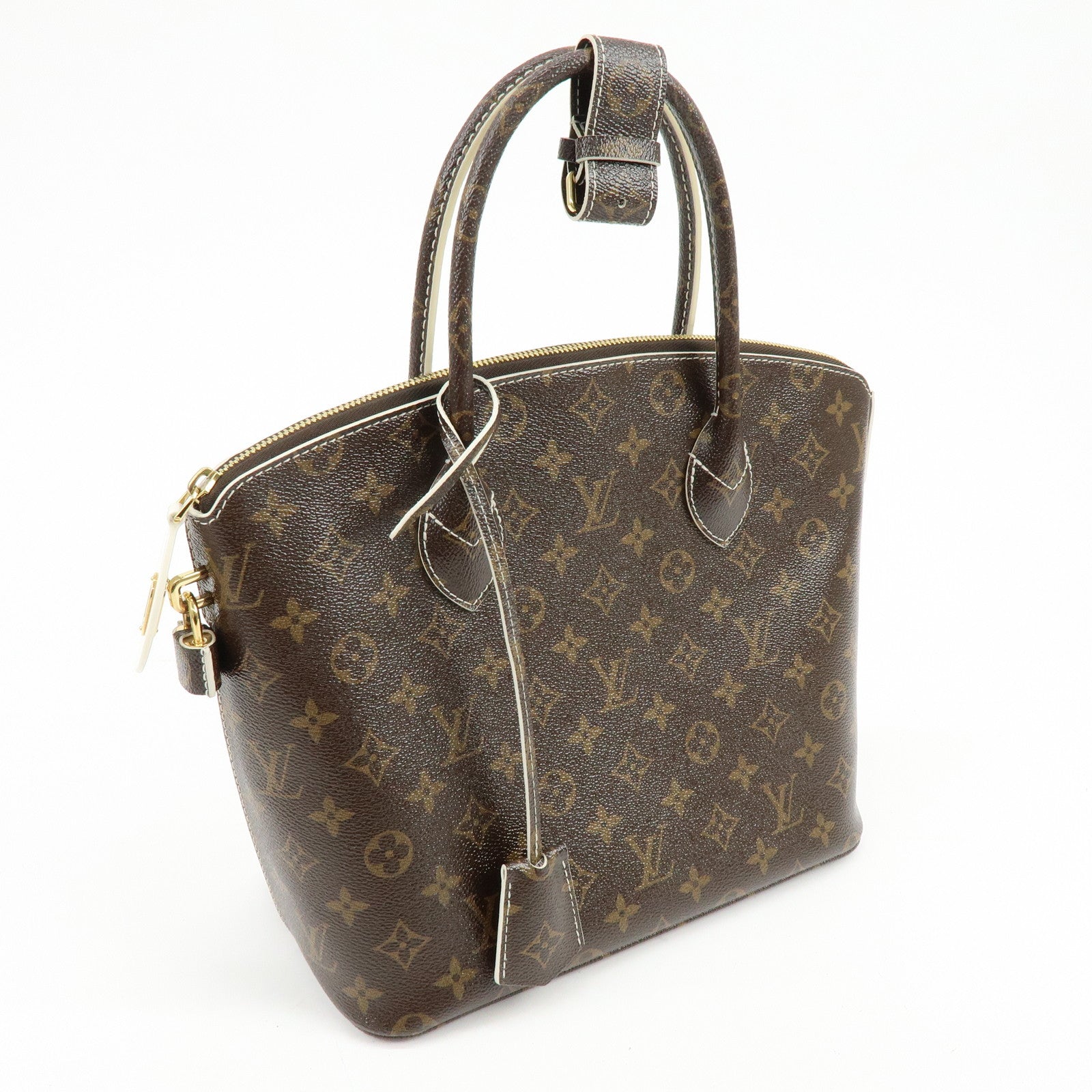 Louis Vuitton Shiny Monogram Canvas Lockit Hand Bag Brown M40597