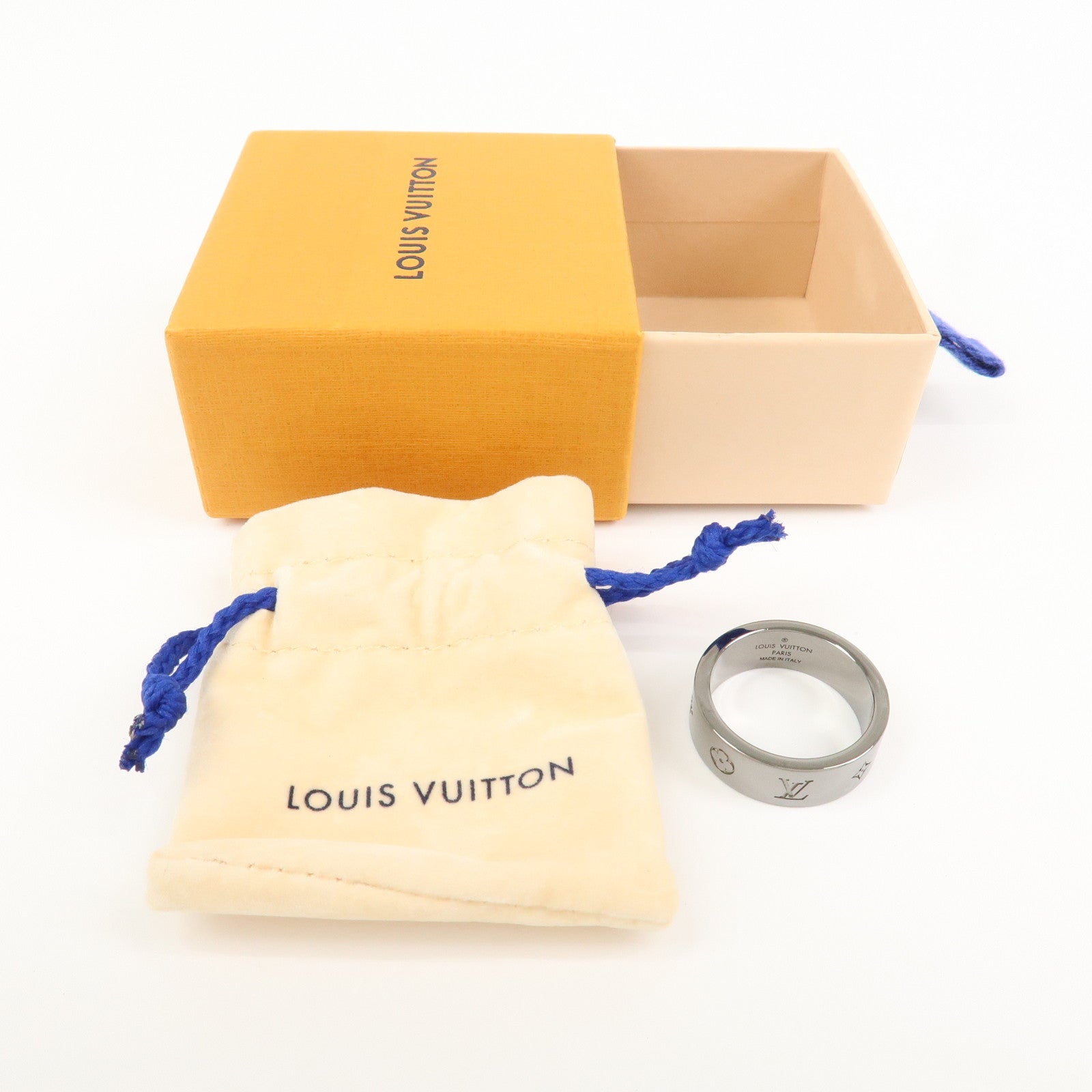 Louis Vuitton Instinct Set of 2 Rings Size L Silver Grey M00514