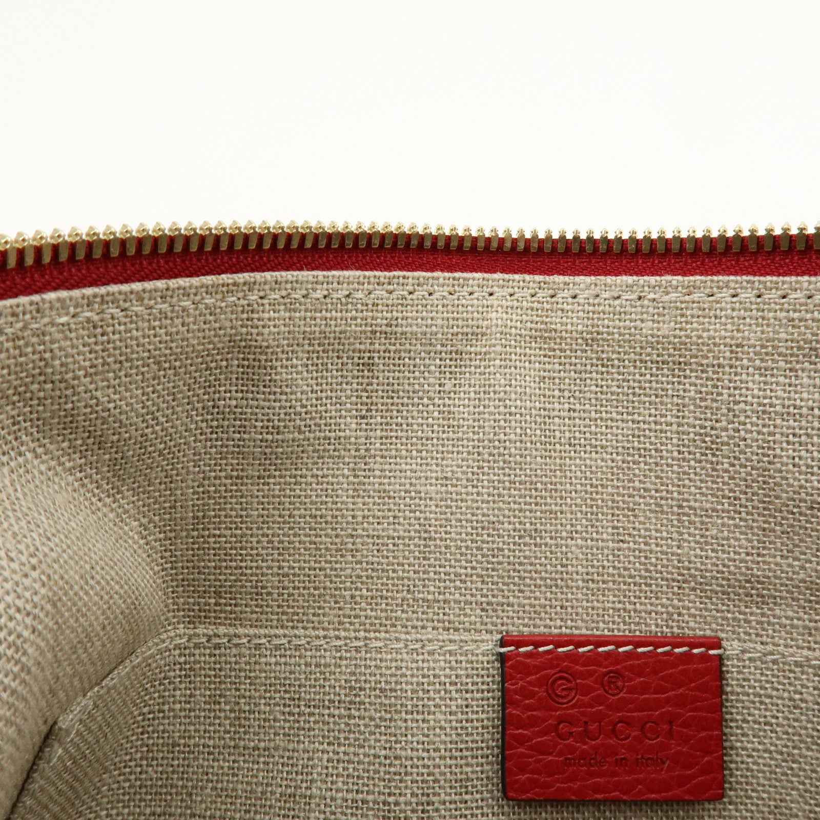GUCCI Bamboo Leather Clutch Bag Pouch Red 449653