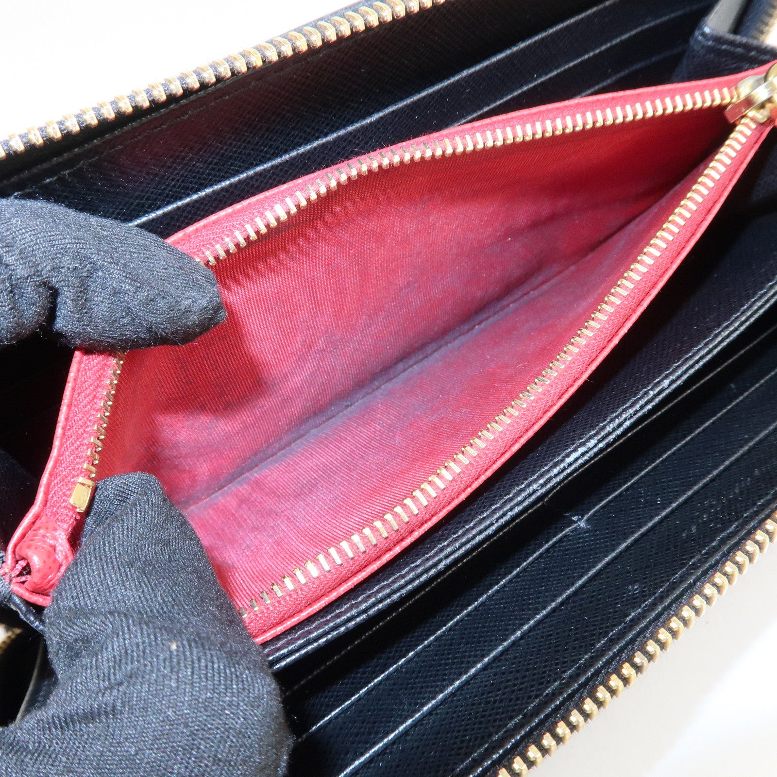 PRADA Logo Saffiano Leather Zippy Long Wallet Black 1ML506