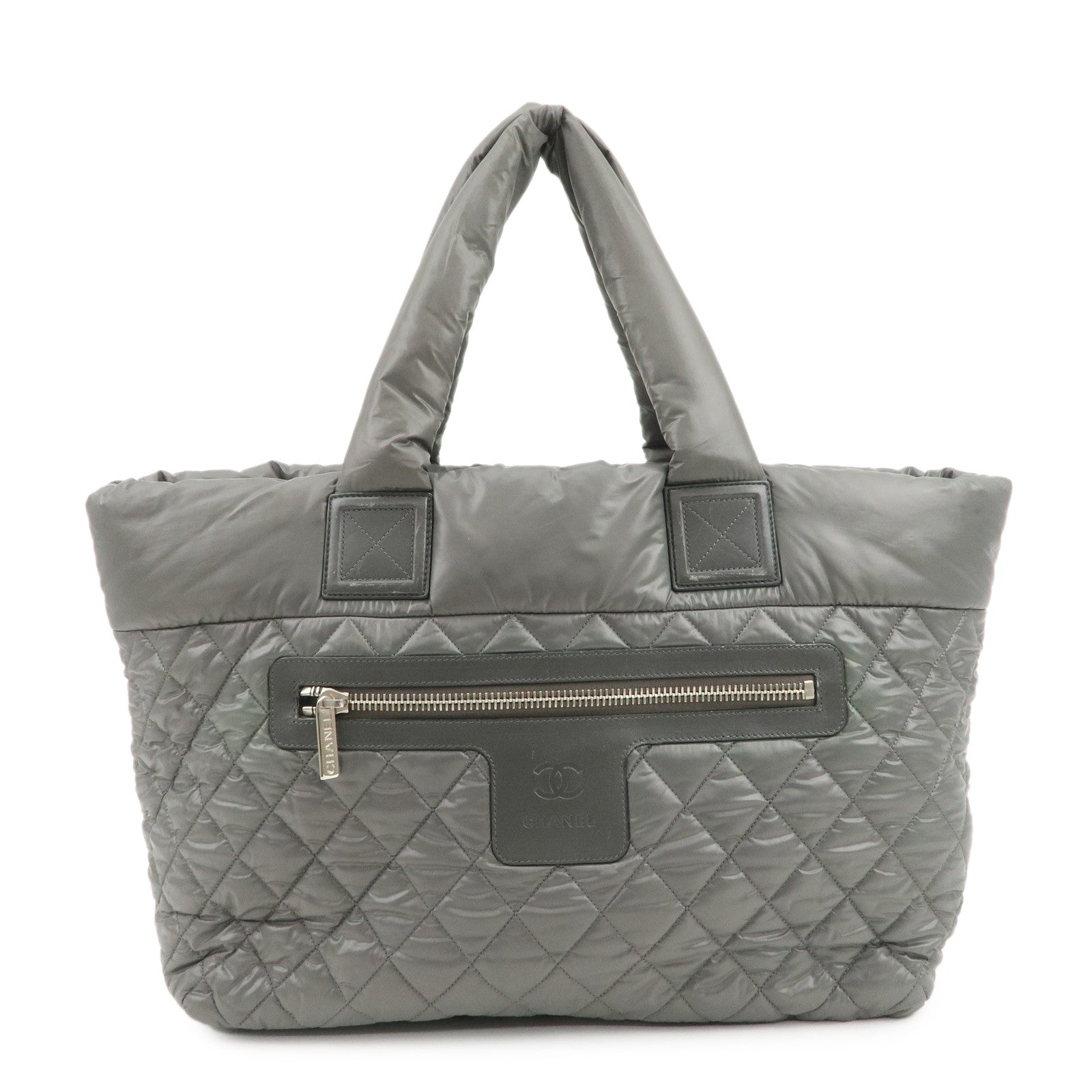 CHANEL COCO Cocoon Nylon Leather Medium Tote Bag Hand Bag A48611