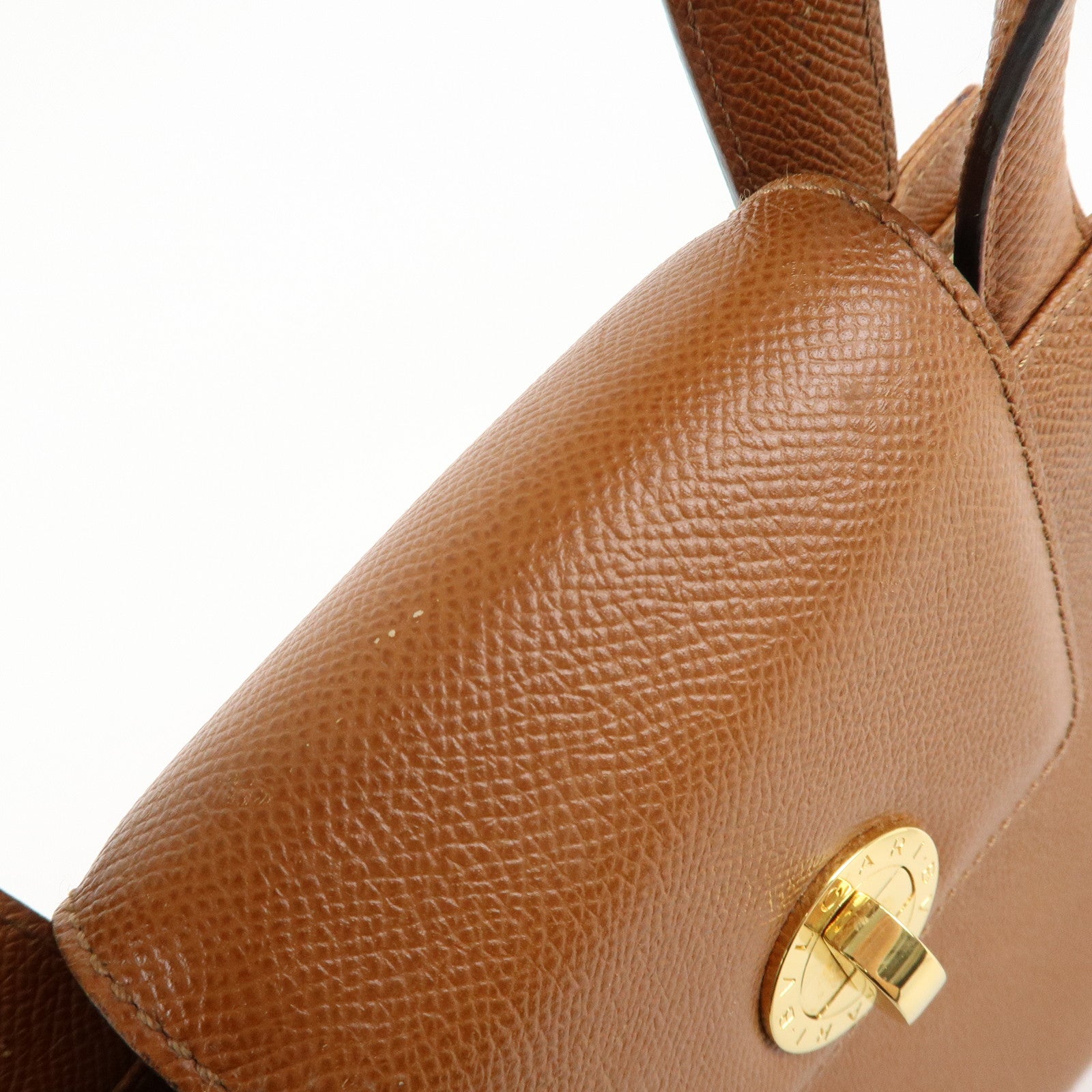 BVLGARI Bvlgari Bvlgari  Leather 2Way Bag Hand Bag Brown Gold Hardware Used