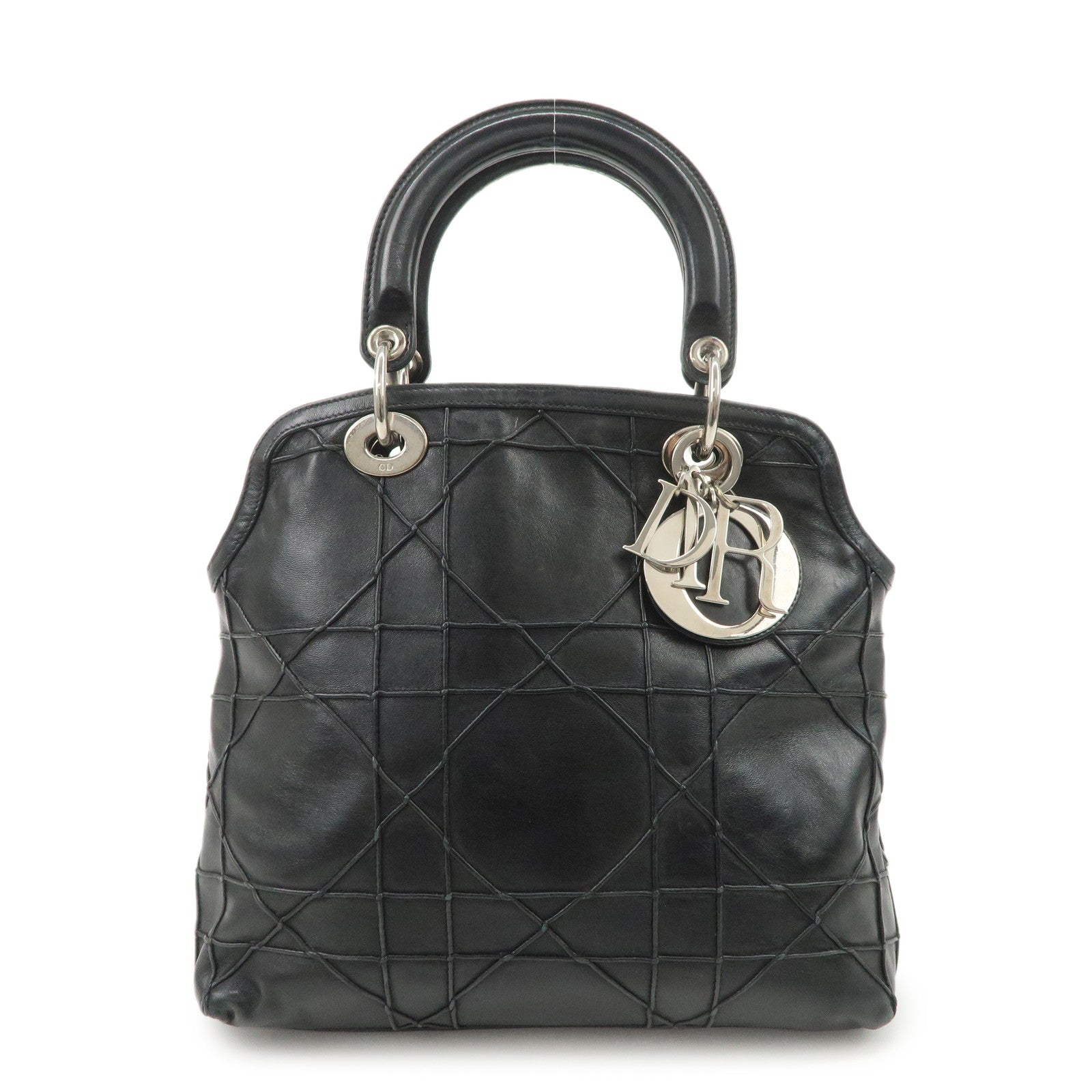 Christian Dior Cannage Granville Leather 2Way Bag Hand Bag Black