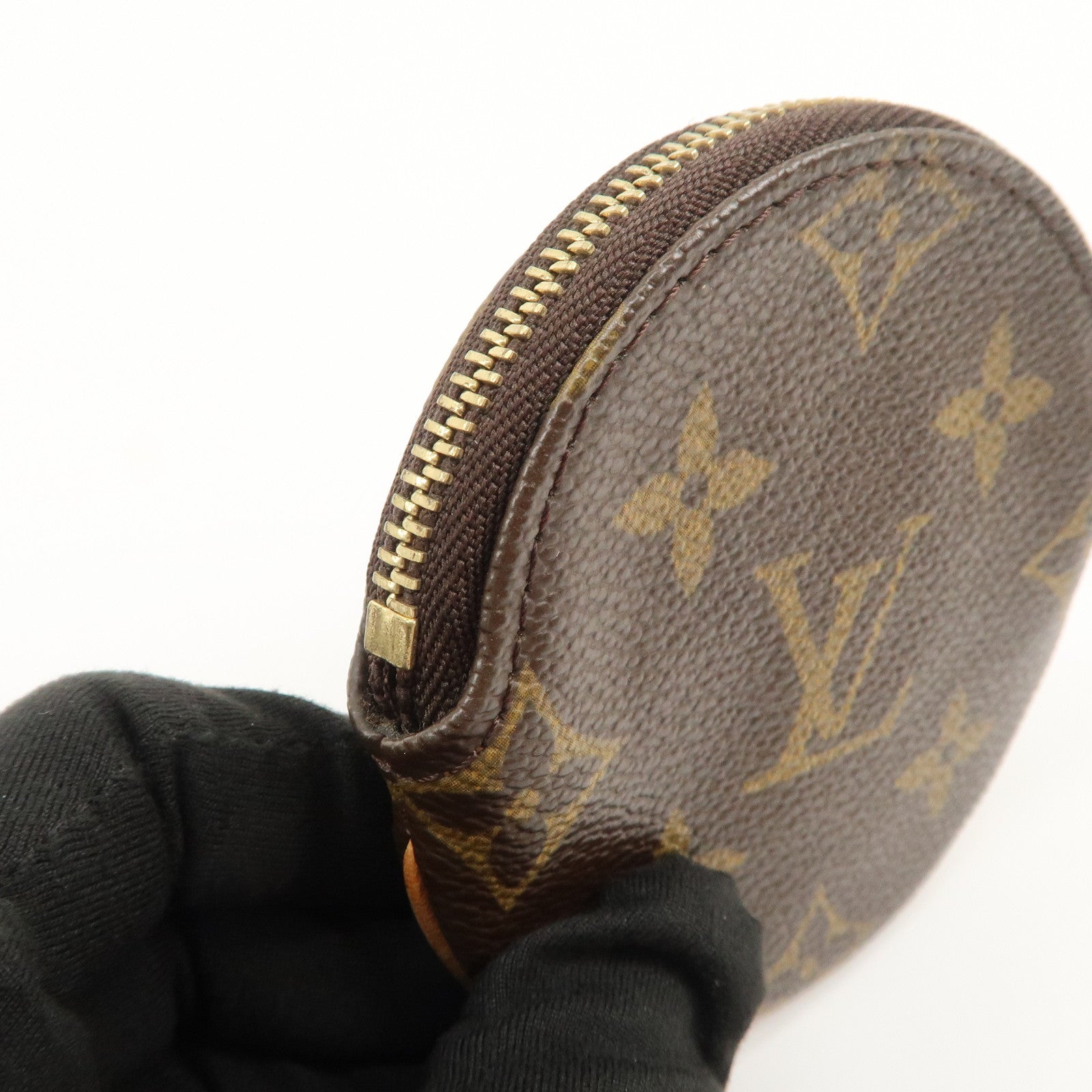 Louis Vuitton Monogram Porte Monnaie Rond Coin Case Brown M61926 Used