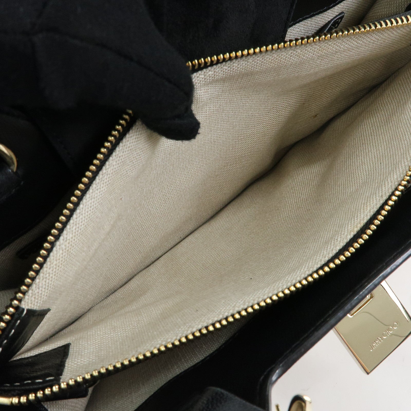 JIMMY CHOO Straw Suede Leather 2Way Bag Hand Bag Natural Black