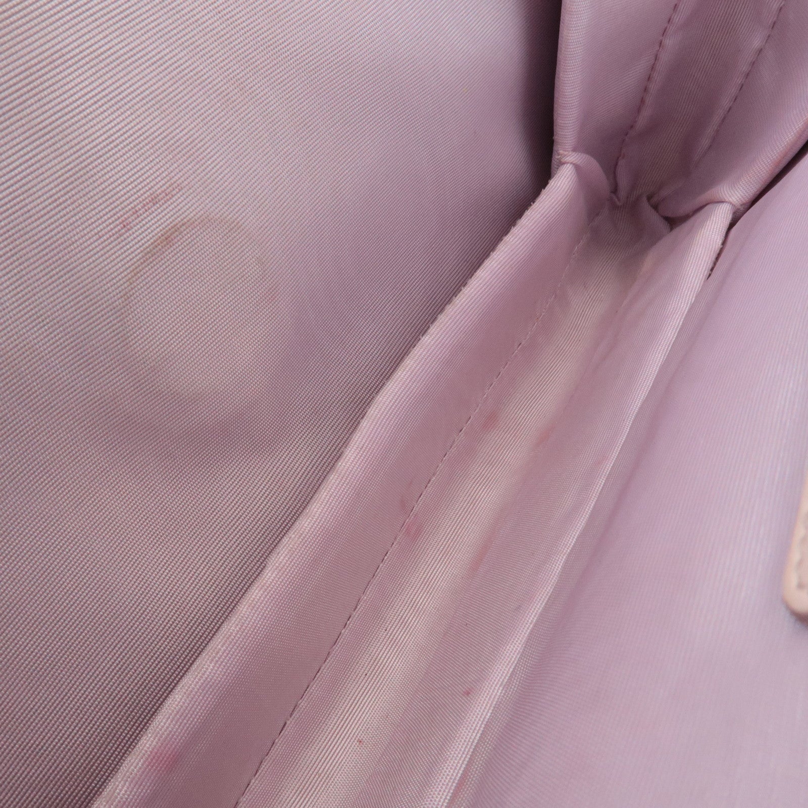 Ferragamo Vara Leather Ribbon Chain Shoulder Bag Pink Used