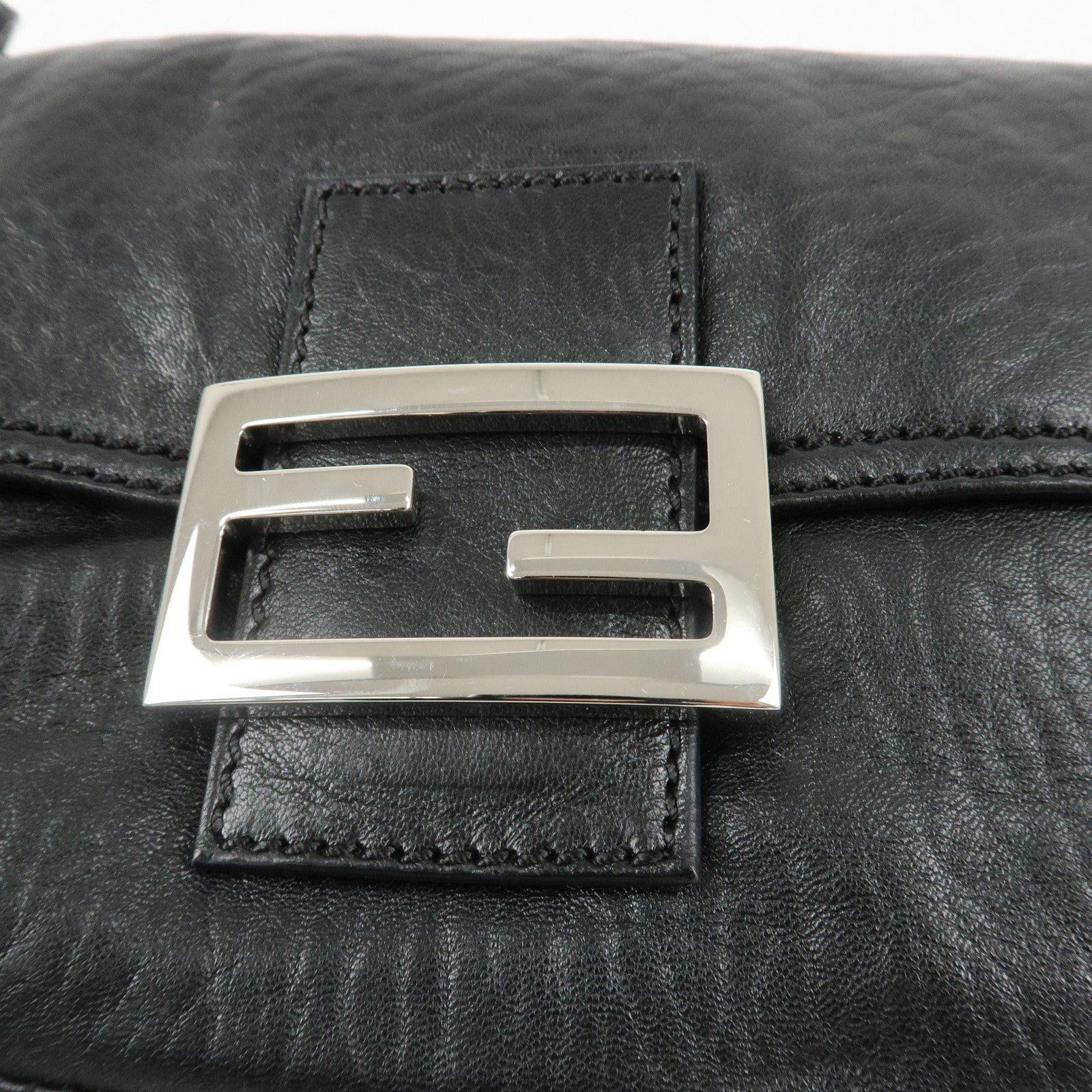 FENDI Mamma Baguette Shoulder Bag Hand Bag Black 8BR180 Used