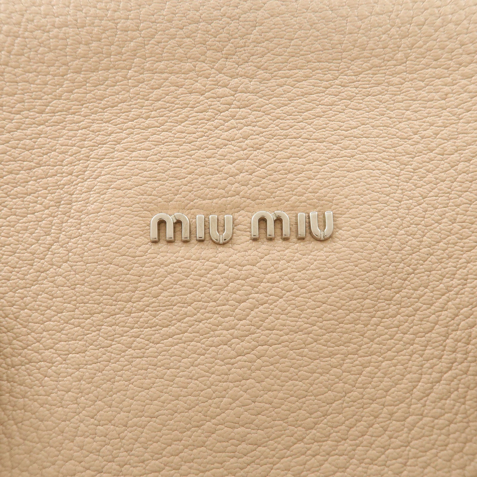 MIU MIU Leather 2Way Hand Bag Beige Pink Beige 5BB006