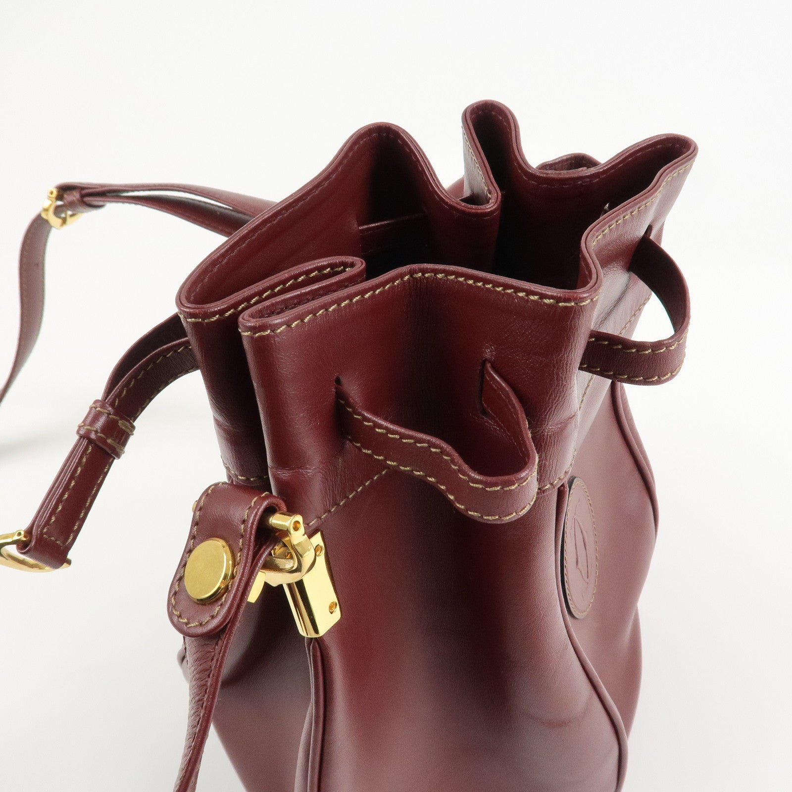 Cartier Must Line Calf Leather Shoulder Bag Bordeaux