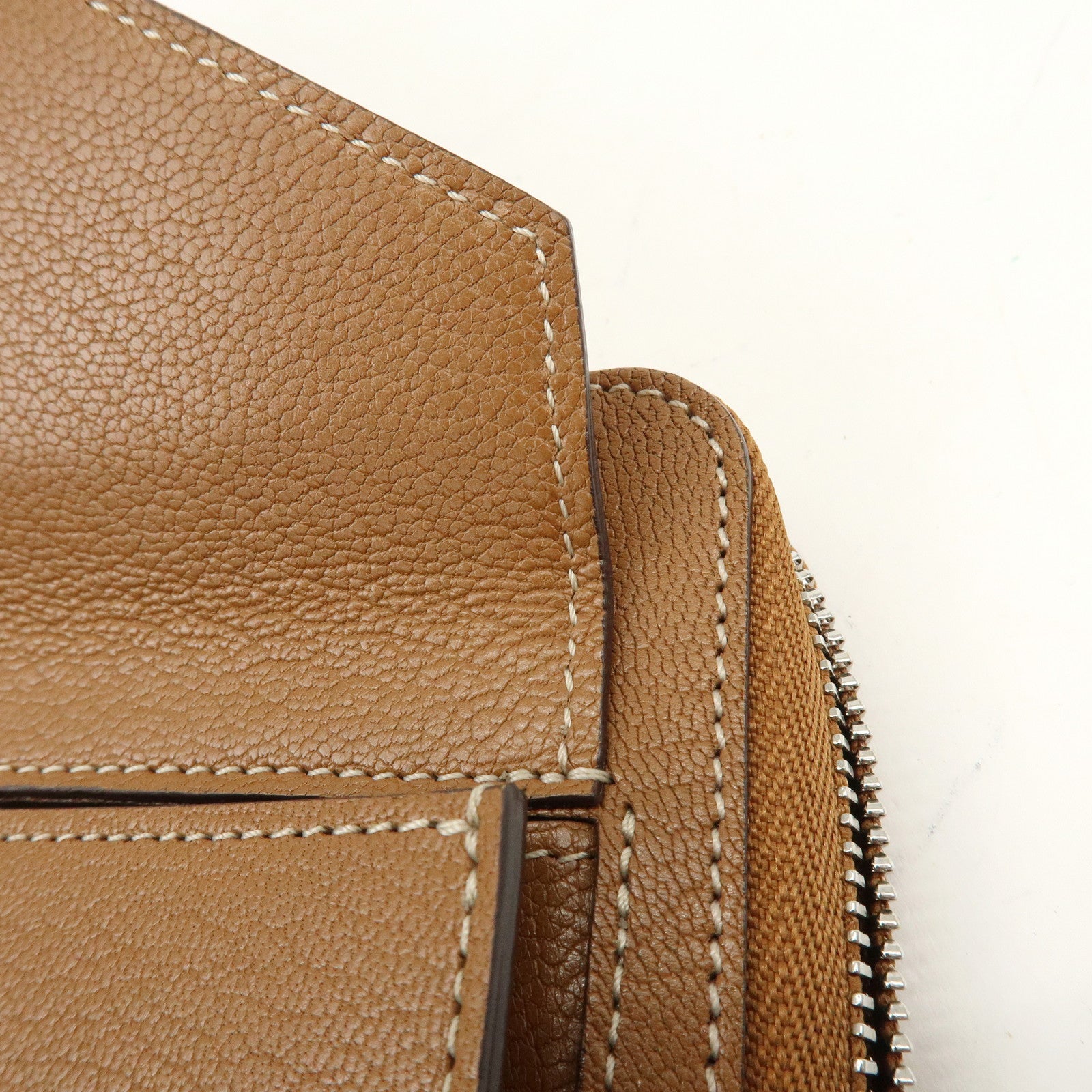 Cartier Leather Envelope Clutch Bag Pouch Brown