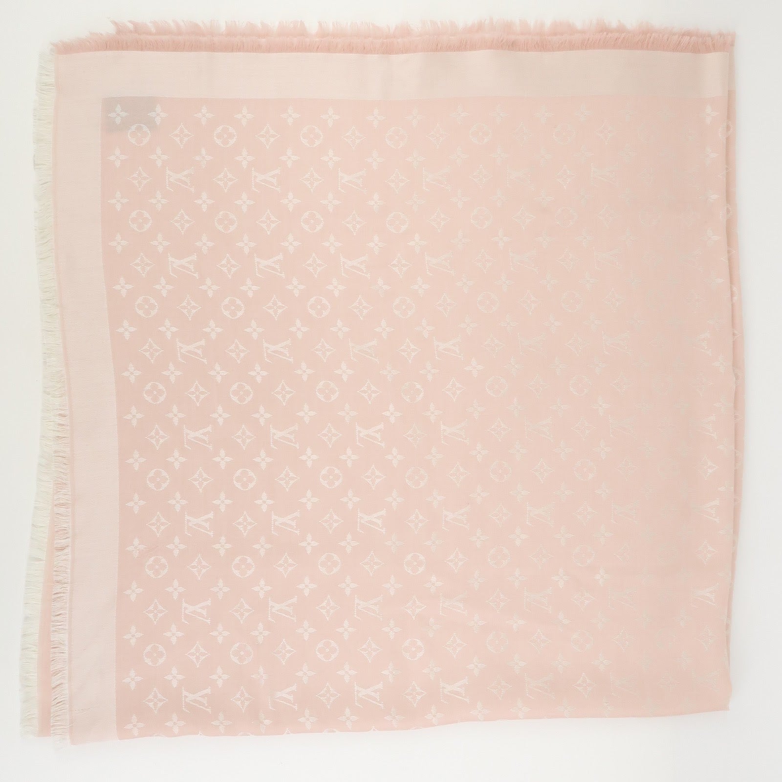 Louis Vuitton Monogram Silk Wook Shawl Scarf Rose Pink M72046