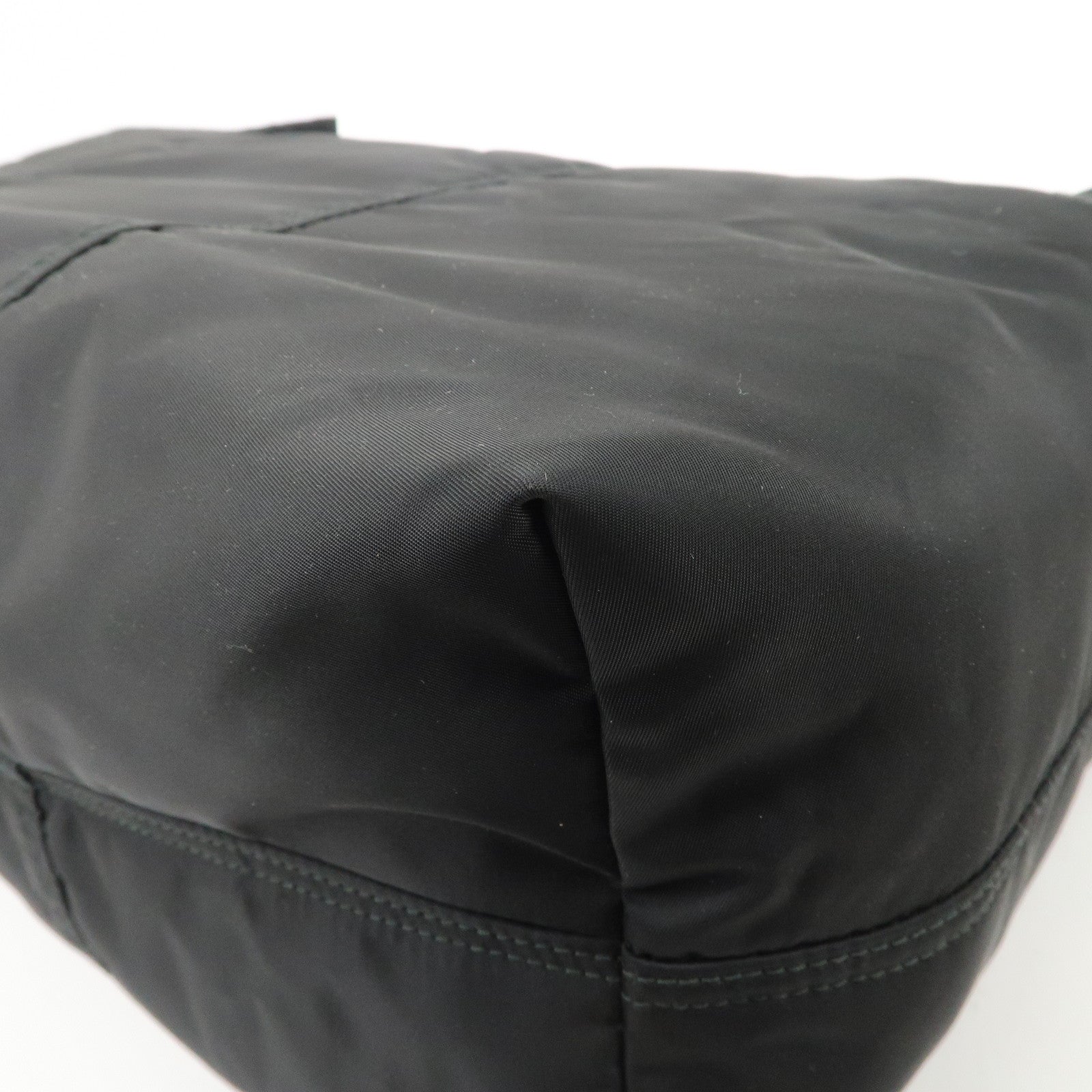 PRADA Etiquette Nylon Leather Tote Bag Shoulder Bag Black 1BG184