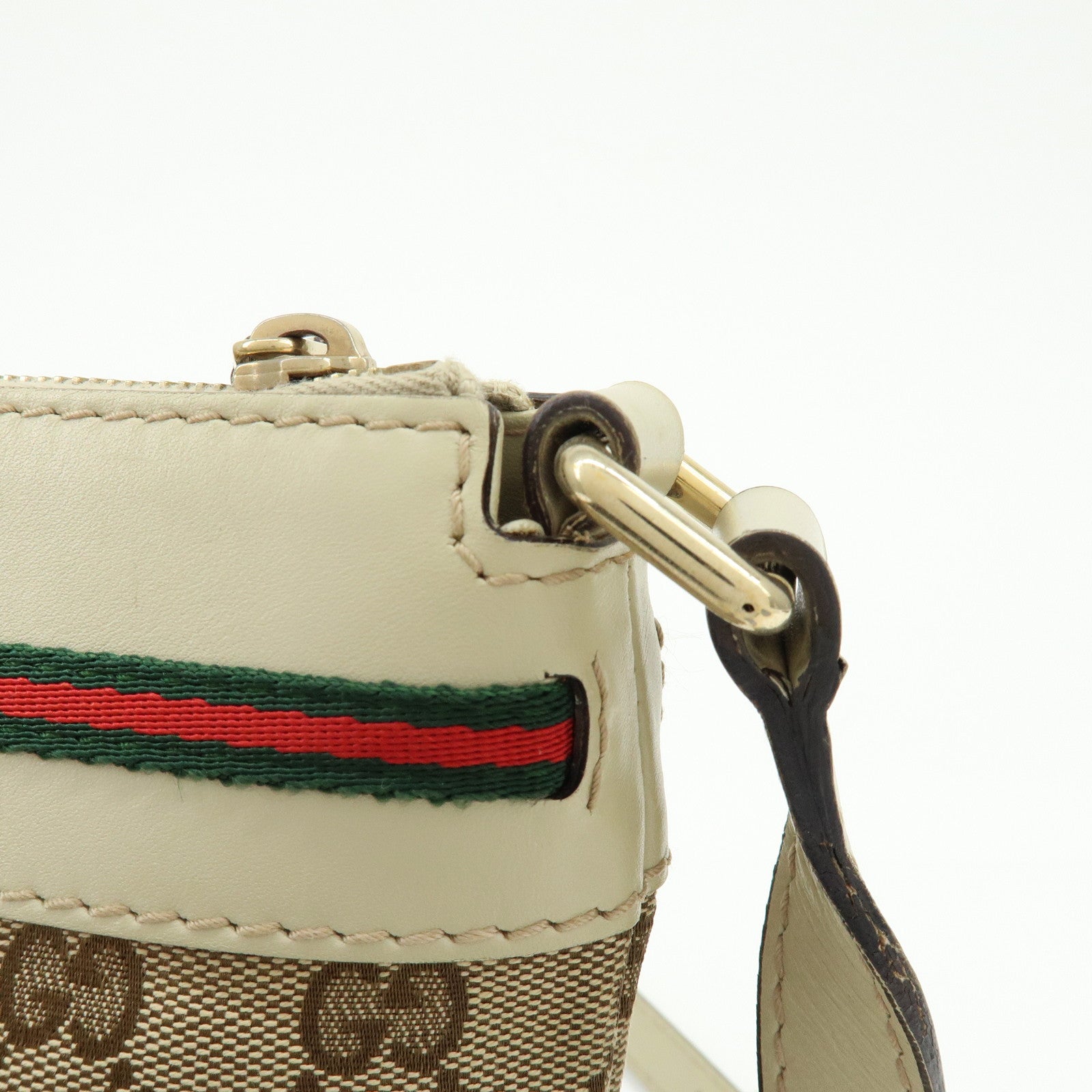 GUCCI Mayfair Sherry GG Canvas Leather Shoulder Bag Beige 257065