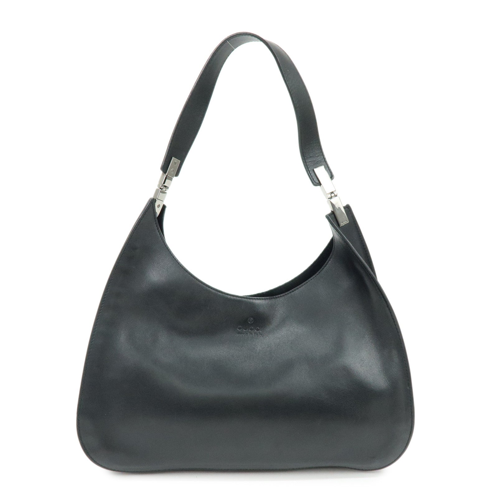 GUCCI Logo Leather Shoulder Bag Hand Bag Black 001・3767