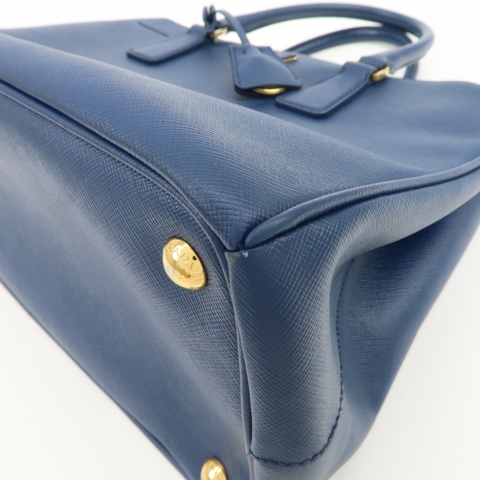 PRADA Triangle Logo Saffiano Leather 2Way Bag Shoulder Bag Blue