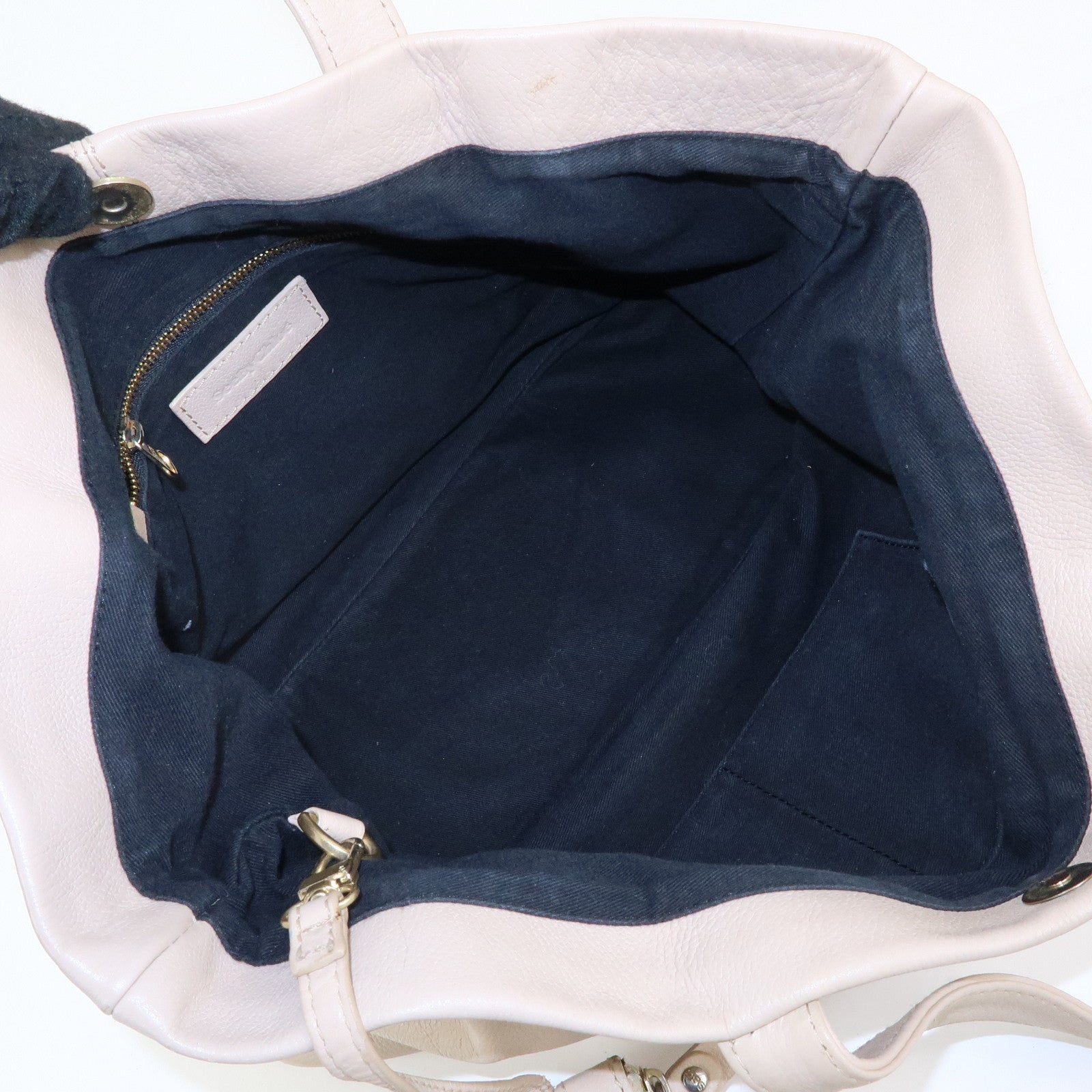 Chloe See by Chole Leather Tote Bag Hand Bag Pouch Beige