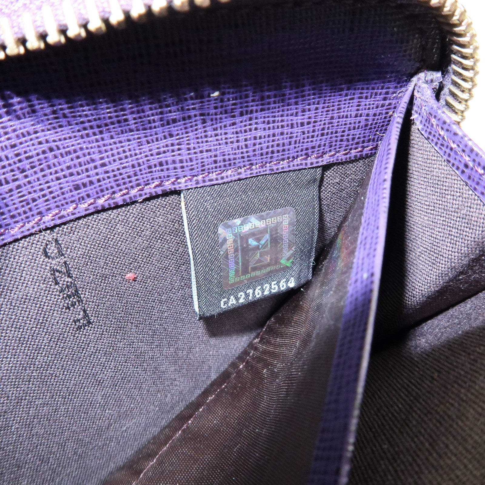 FENDI Zucca PVC Coated Canvas Leather Wallet Brown Purple 8M0899