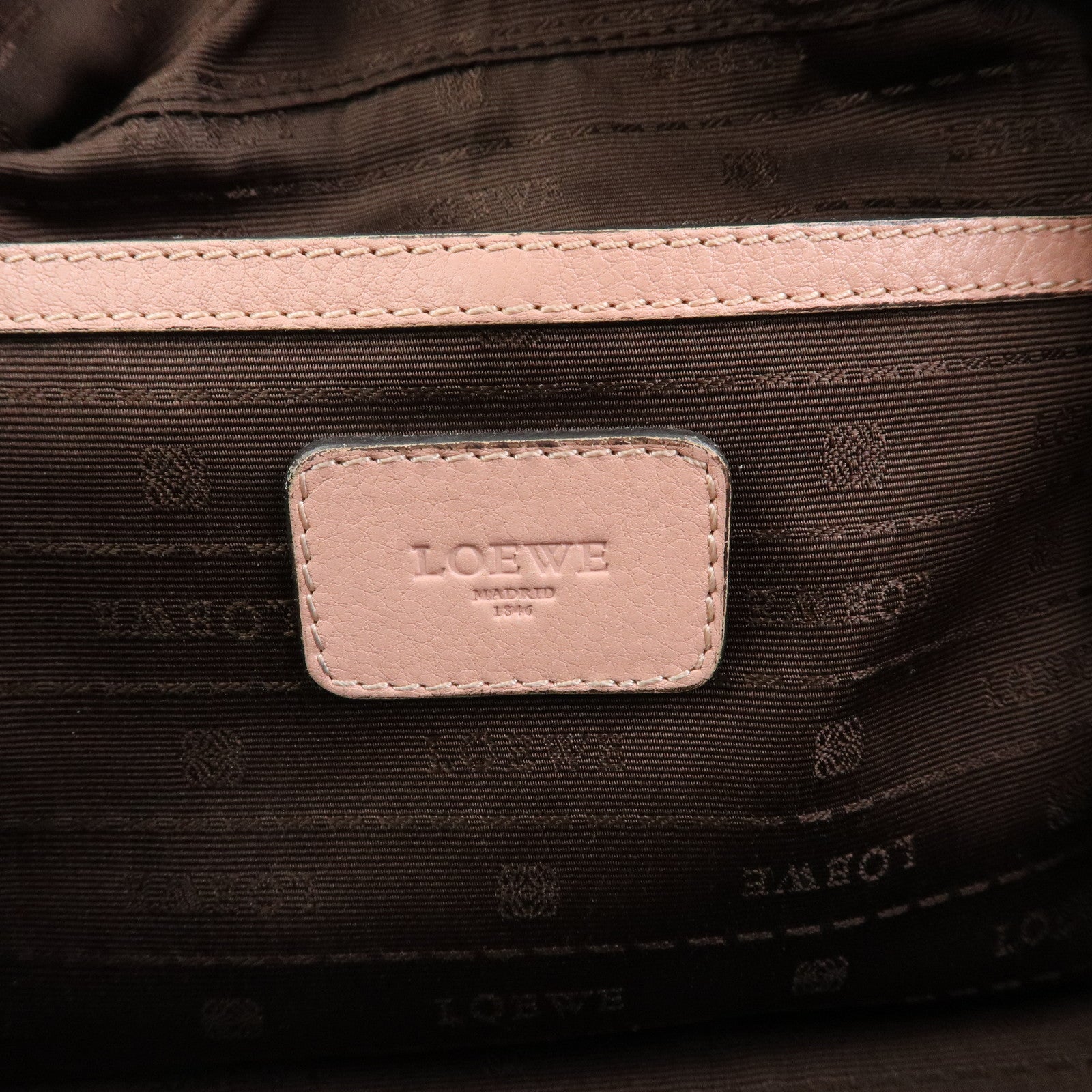 LOEWE Heritage Logo Leather Boston Bag Shoulder Bag Pink