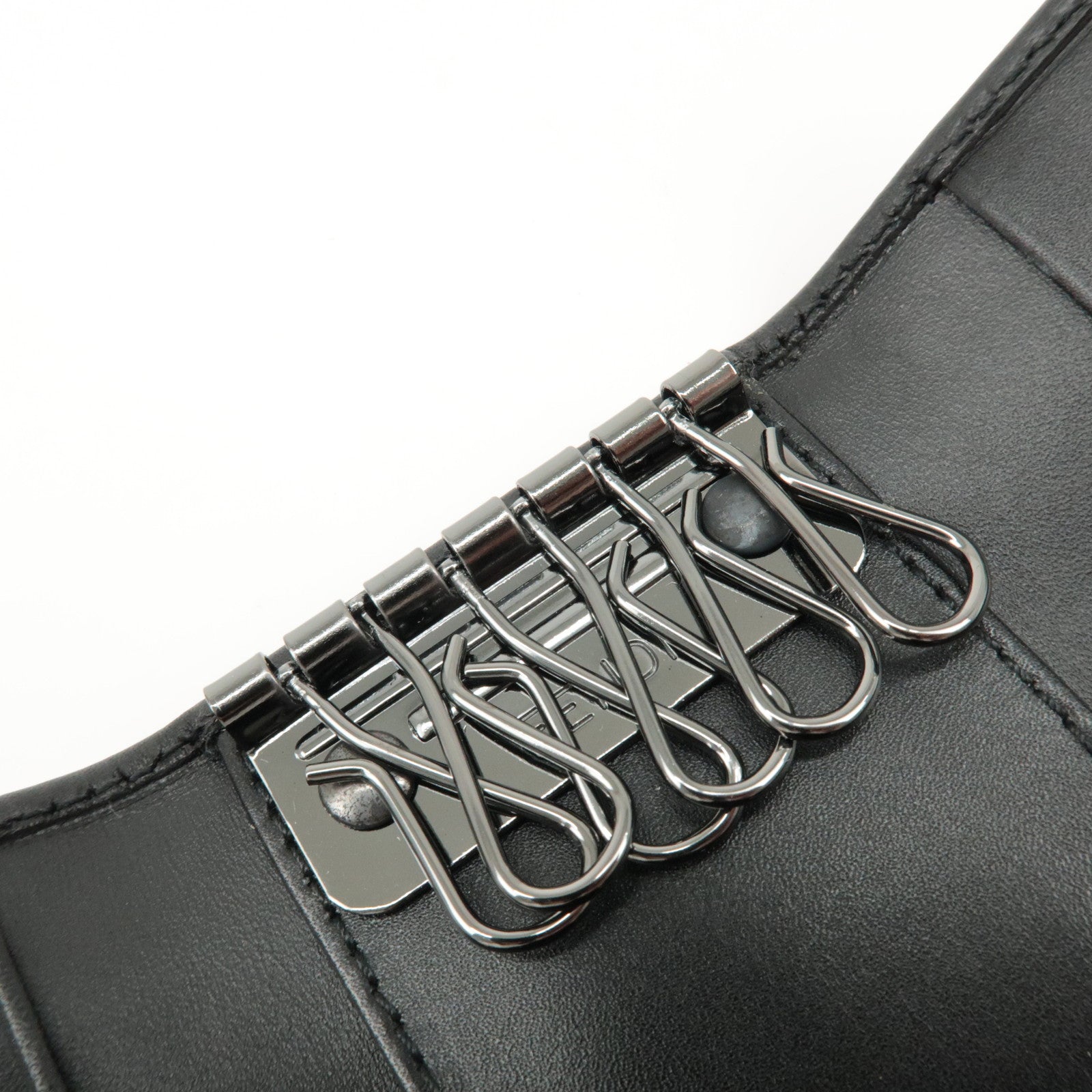 FENDI Zucchino Canvas Leather 6 Rings Key Case Beige Black 8AP002 Used