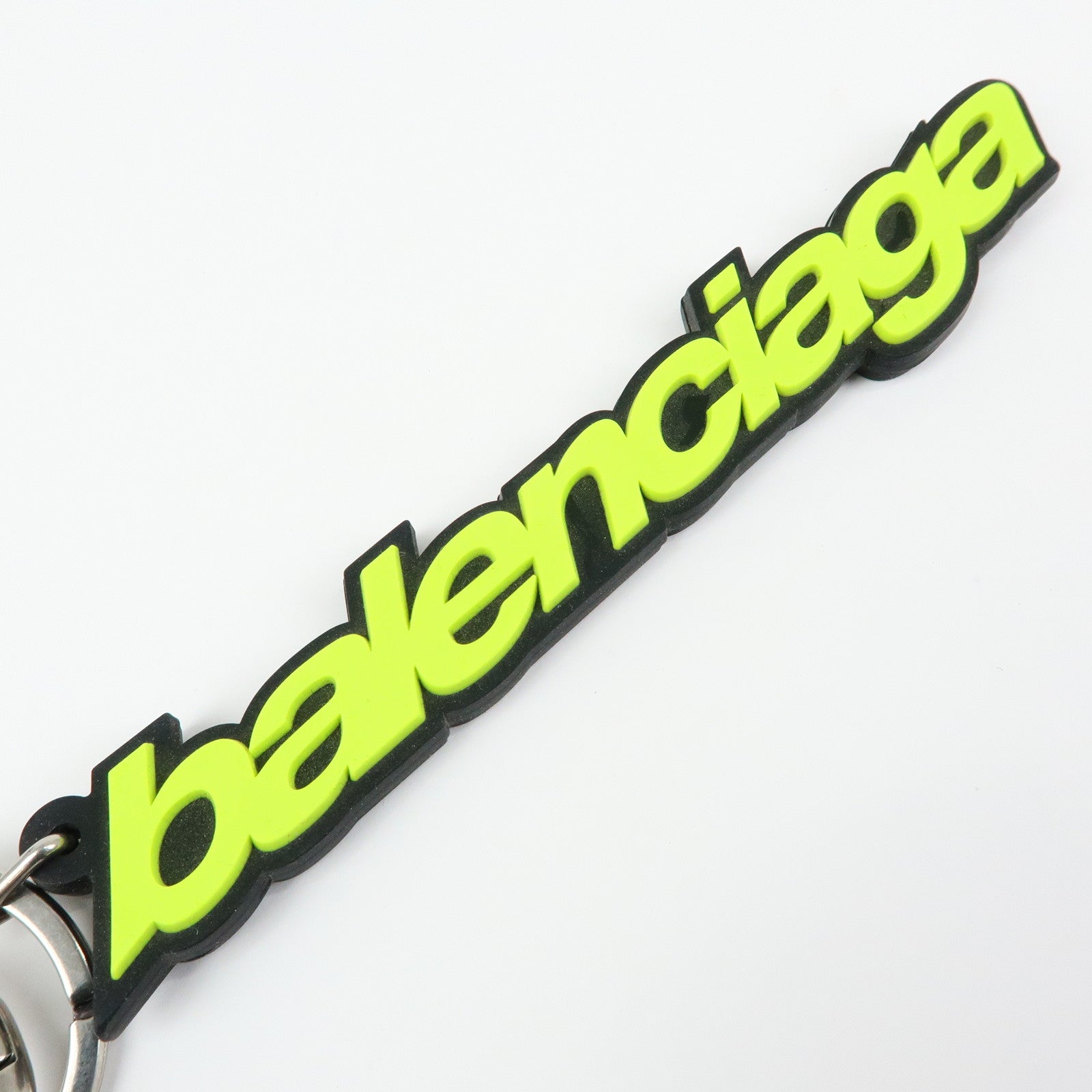 BALENCIAGA Logo Rubber Bag Charm Key Holder Green
