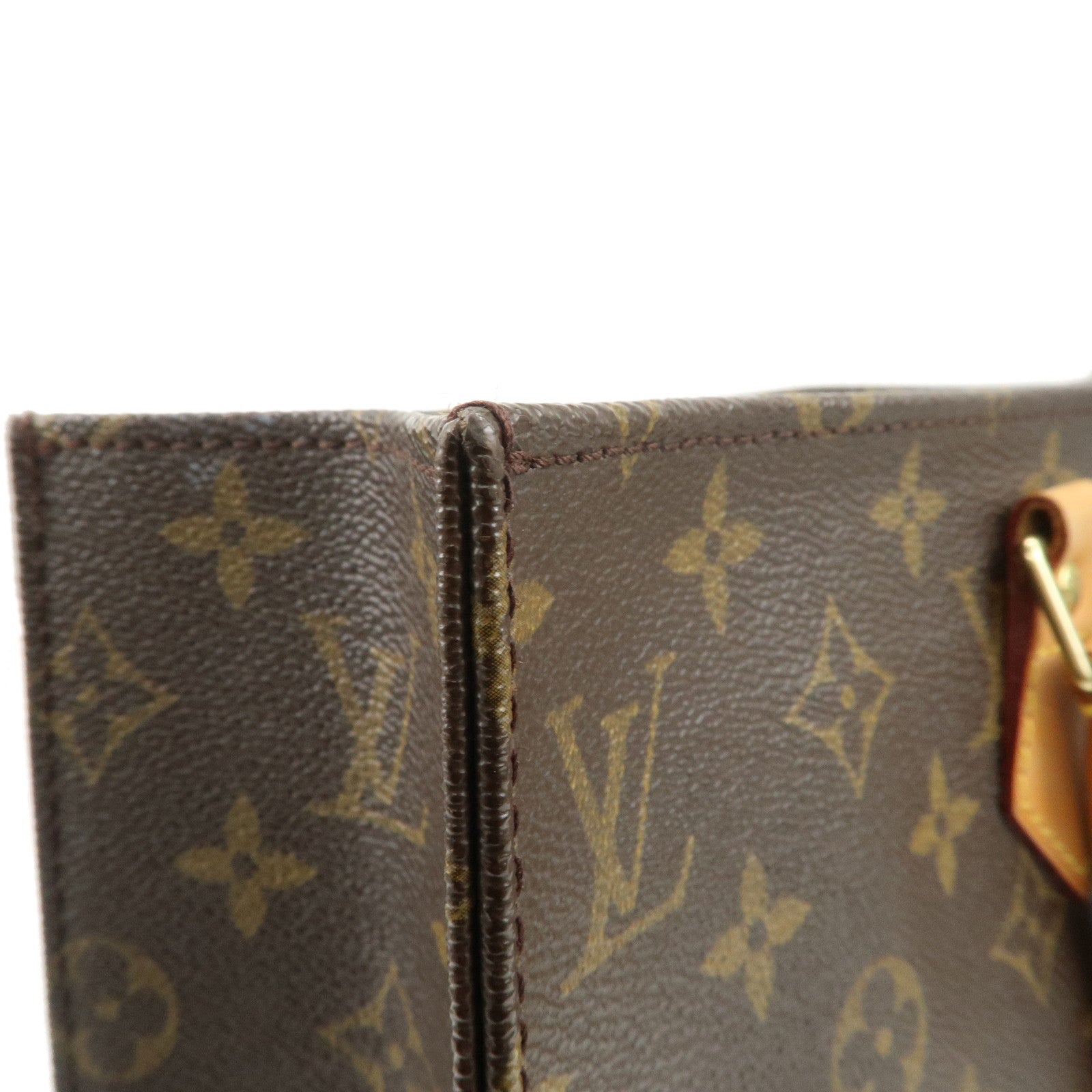 Louis Vuitton Monogram Sac Plat Tote Bag Hand Bag Brown M51140