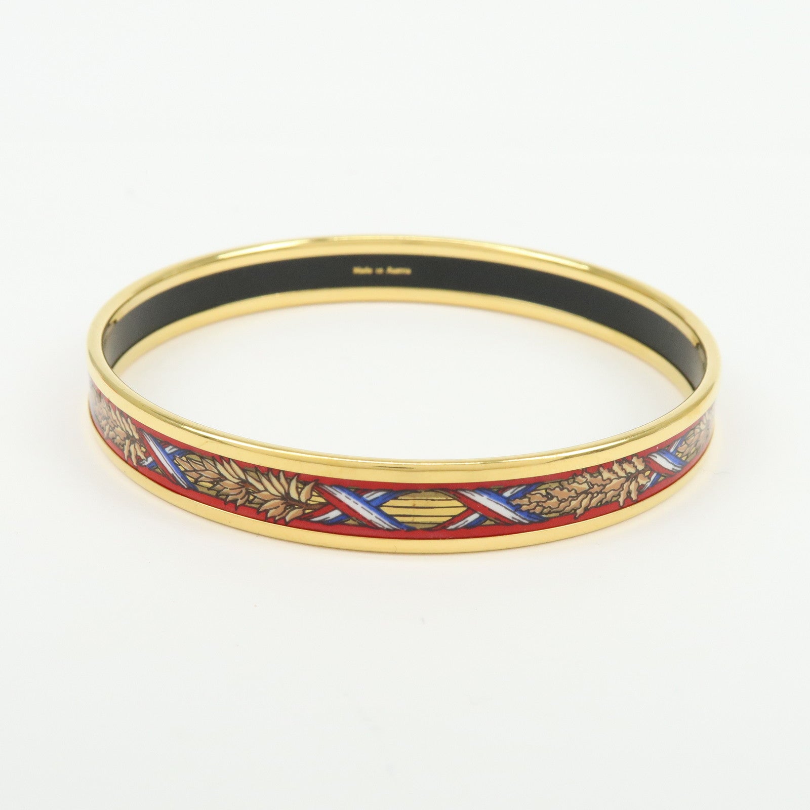 HERMES Email PM Bangle Gold Plated Bracelet Red