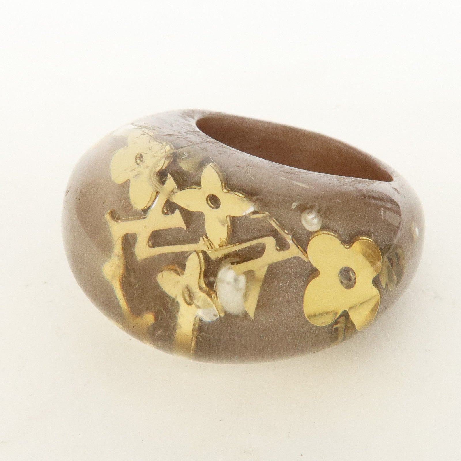 Louis Vuitton Monogram Bague Inclusion Resin Ring M #12 Brown