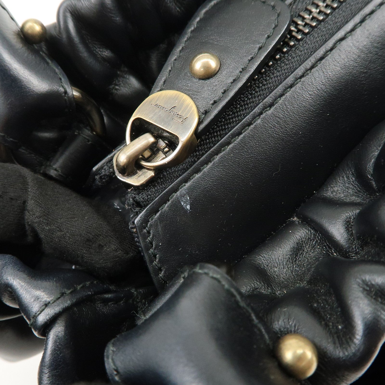 Ferragamo Vara Ribbon Leather 2Way Bag Hand Bag Shoulder Bag Black