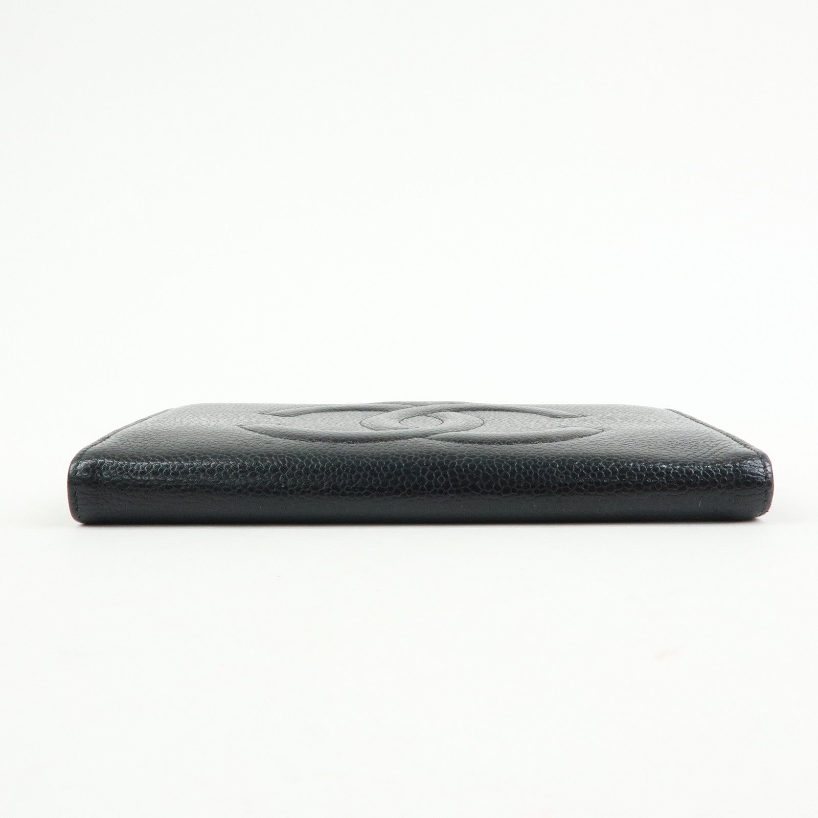 CHANEL COCO Mark Caviarskin Long Wallet Black
