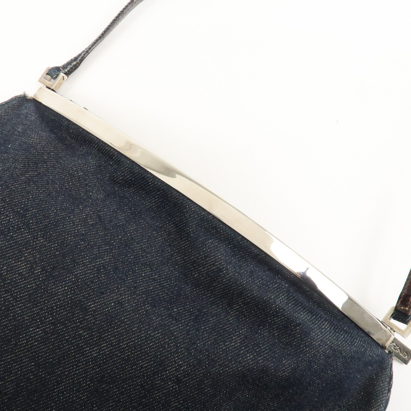FENDI Denim Shoulder Bag Hand Bag Navy 26736