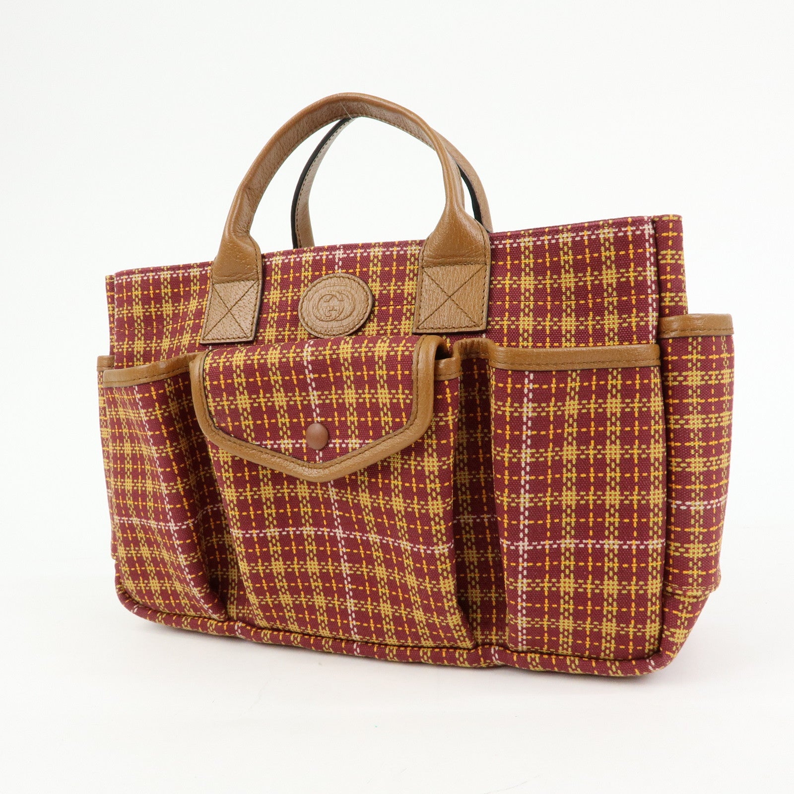 GUCCI Children’s Canvas Leather Tote Bag Bordeaux Brown 628150