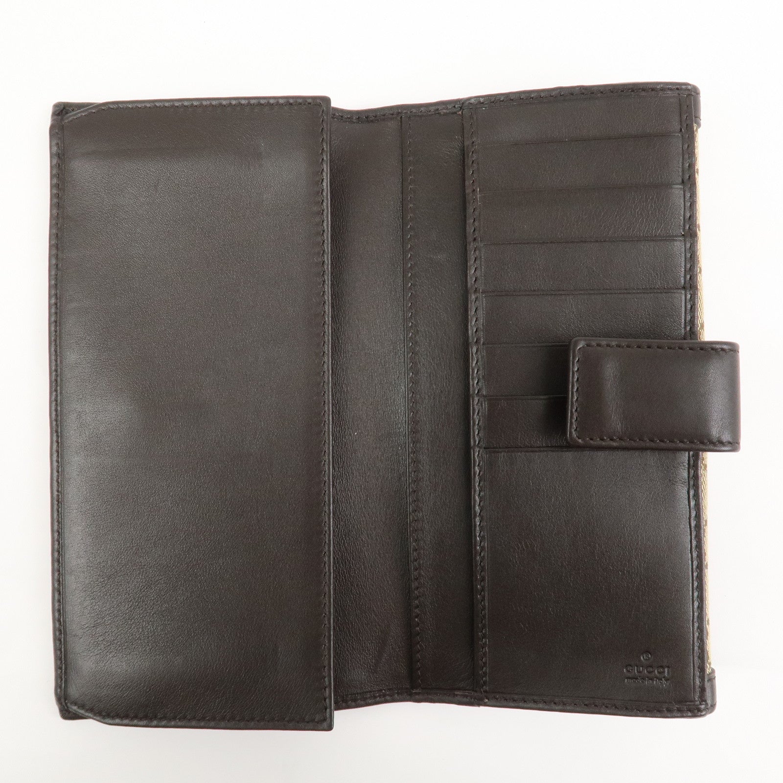 GUCCI Interlocking G GG Canvas Double Flap Long Wallet Brown 282426