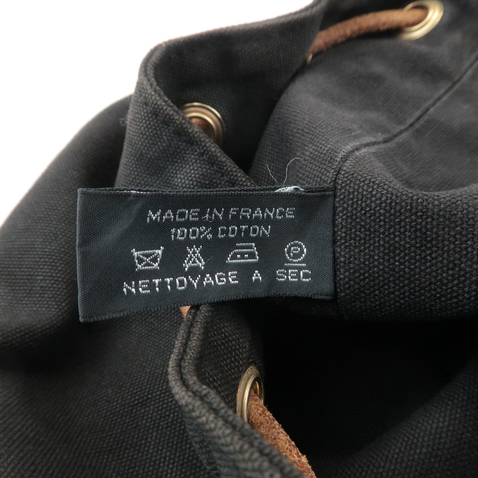 HERMES Canvas Leather Porochon Mimil PM Shoulder Bag Brown Used