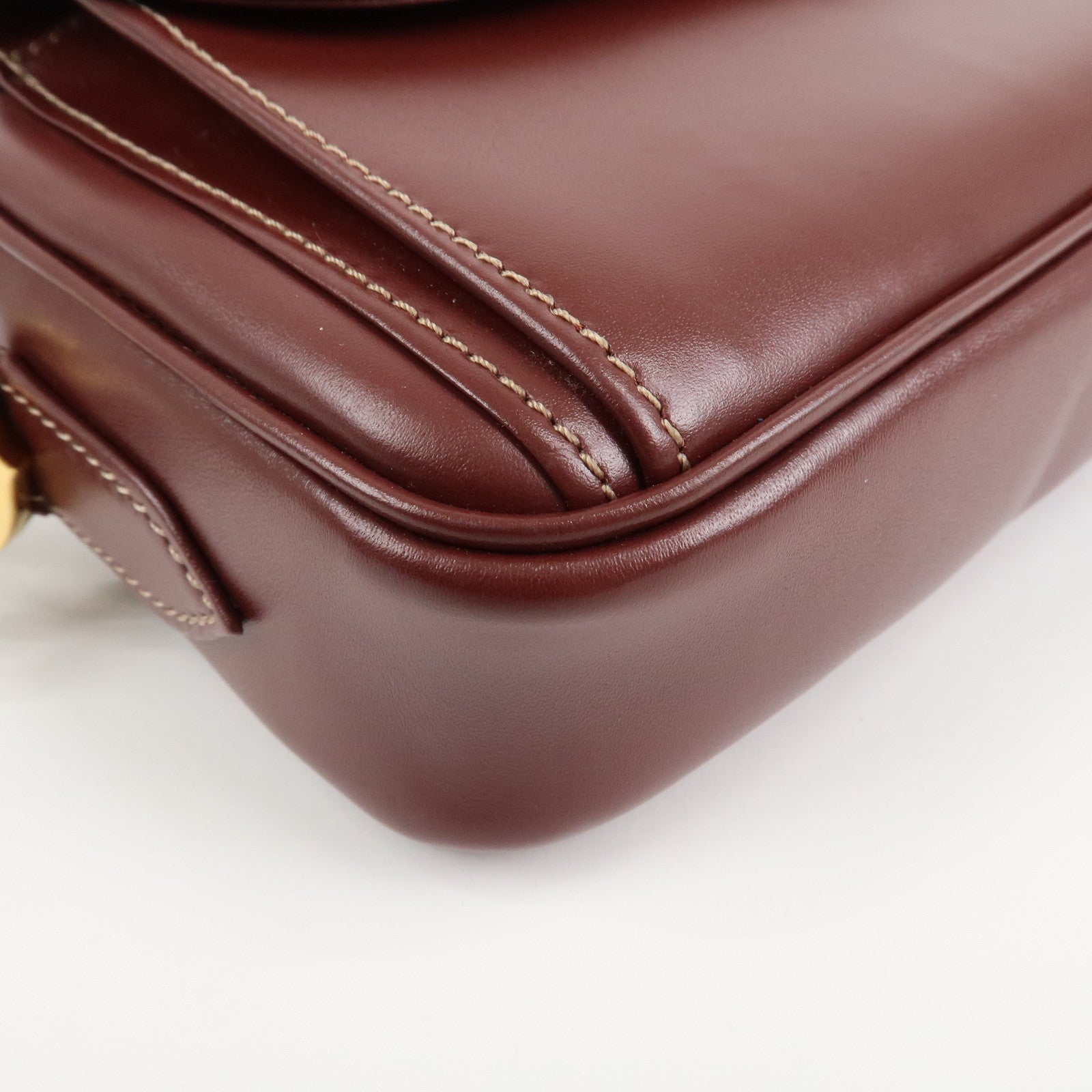 Cartier Must Line Calf Leather Shoulder Bag Burgundy
