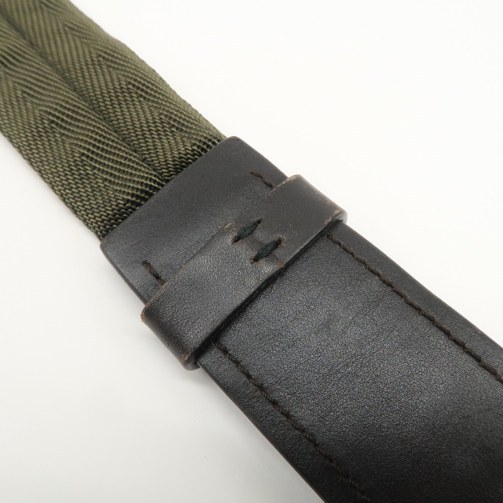 PRADA Logo Nylon Leather Shoulder Bag Crossbody Bag Khaki Black