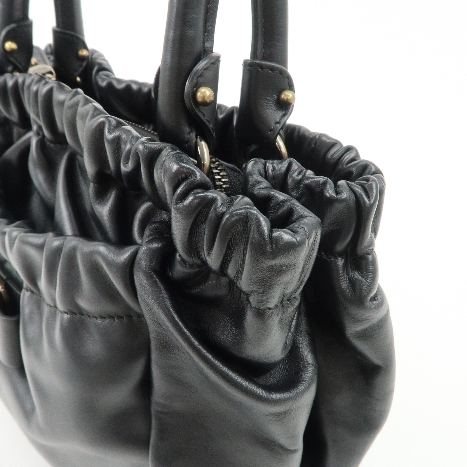 Ferragamo Vara Ribbon Leather 2Way Bag Hand Bag Shoulder Bag Black