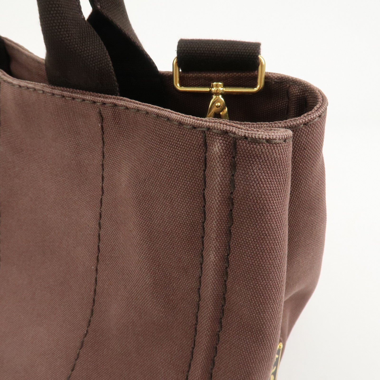 PRADA Logo Canapa Canvas 2Way Bag Hand Bag Brown BN2642