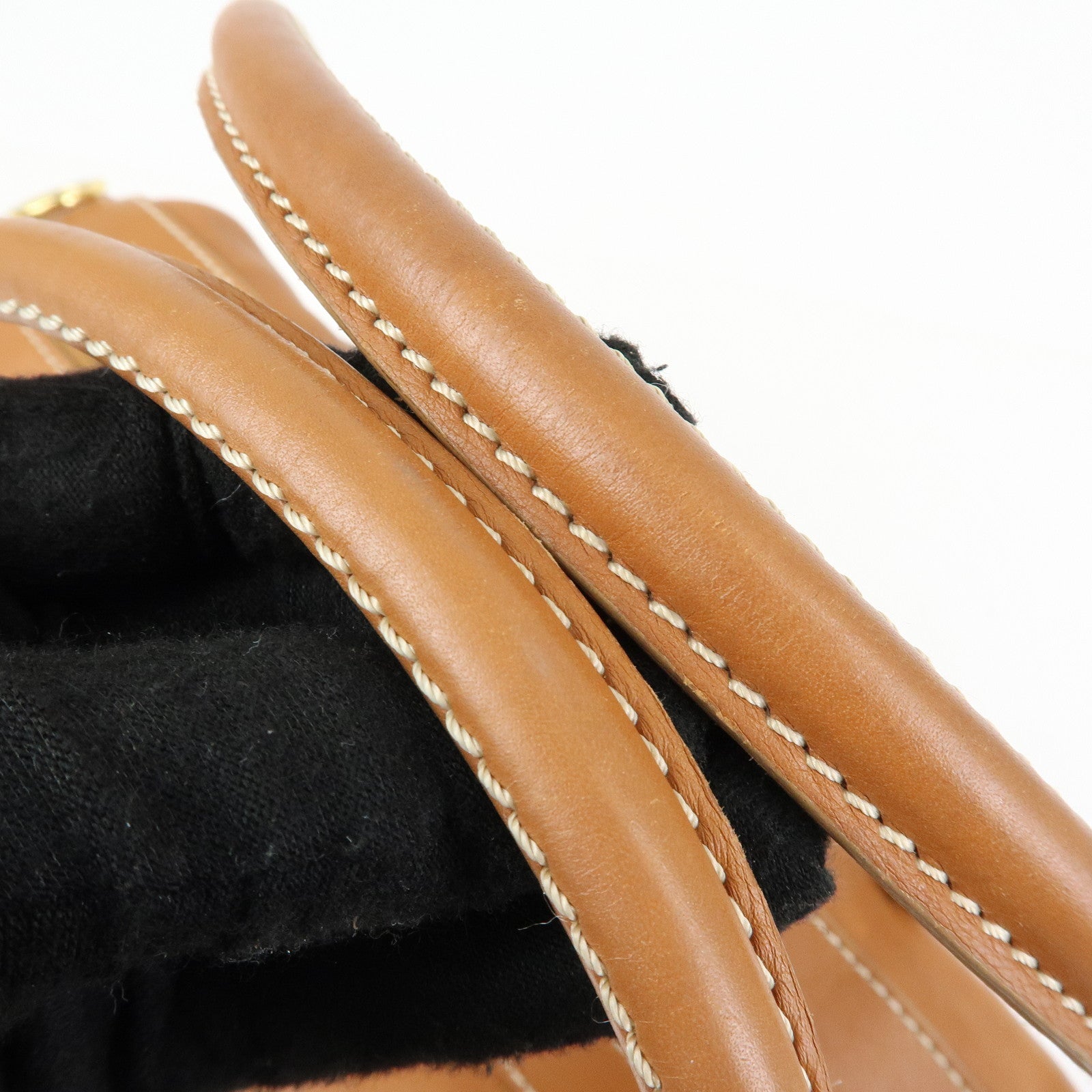 CELINE Leather Hand Bag Shoulder Bag Camel