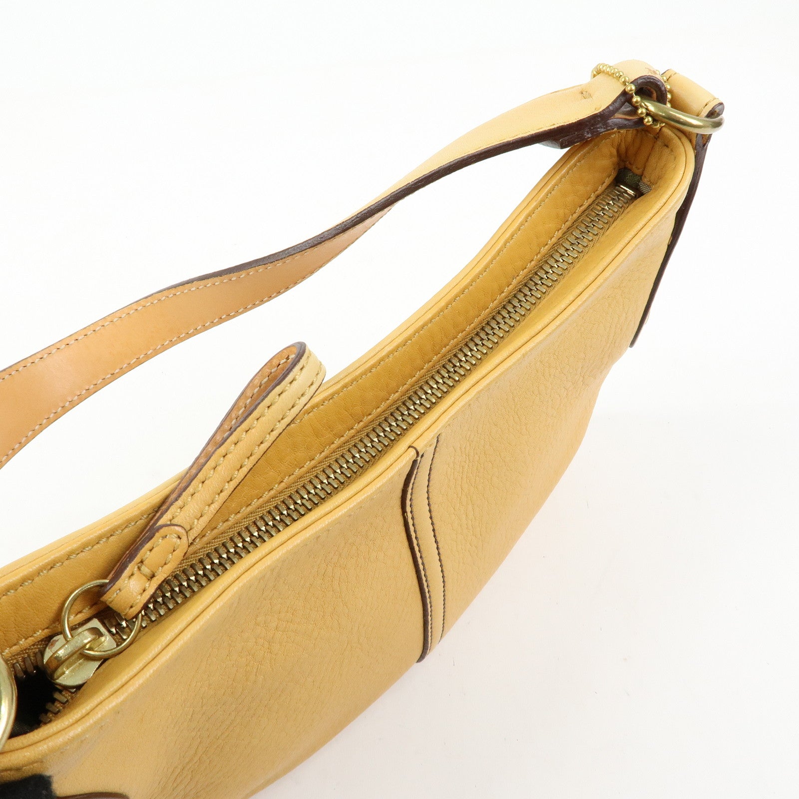 COACH Ergo Set of 2 Leather Shoulder Hand Bag Brown Beige Yellow