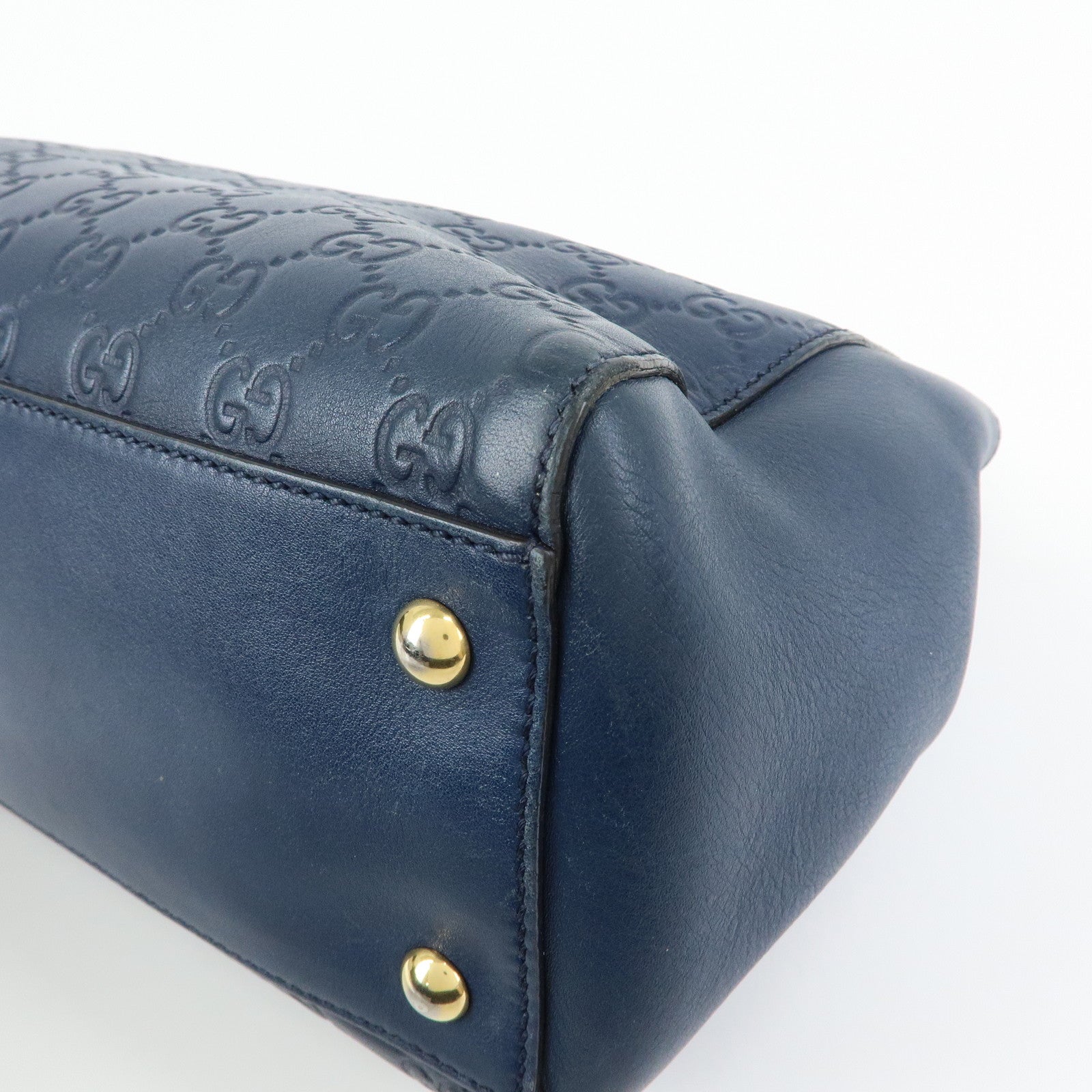 GUCCI Guccissima Leather Chain Tote Bag Shoulder Bag Navy 453773